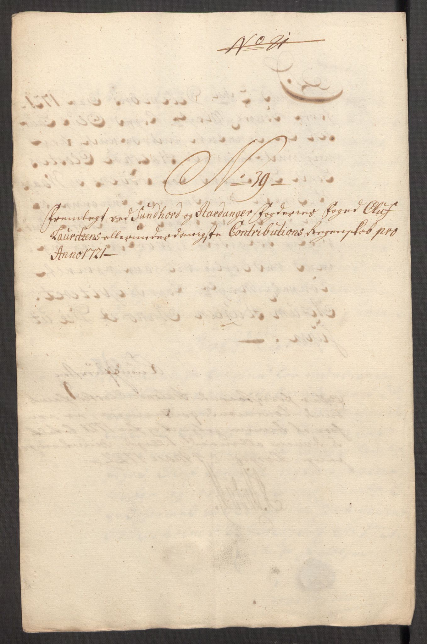 Rentekammeret inntil 1814, Reviderte regnskaper, Fogderegnskap, AV/RA-EA-4092/R48/L3000: Fogderegnskap Sunnhordland og Hardanger, 1721, p. 281