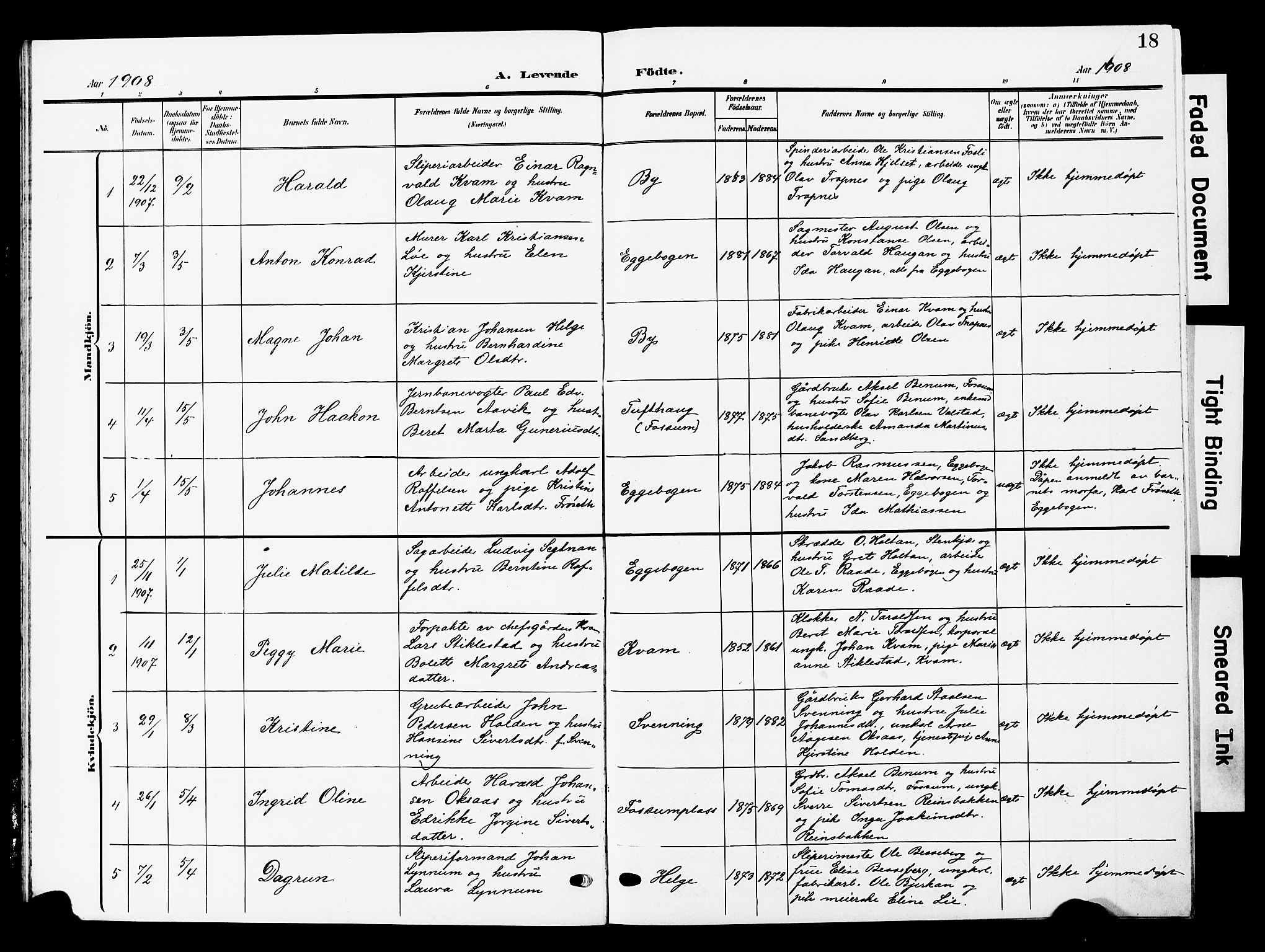 Ministerialprotokoller, klokkerbøker og fødselsregistre - Nord-Trøndelag, SAT/A-1458/740/L0381: Parish register (copy) no. 740C02, 1903-1914, p. 18