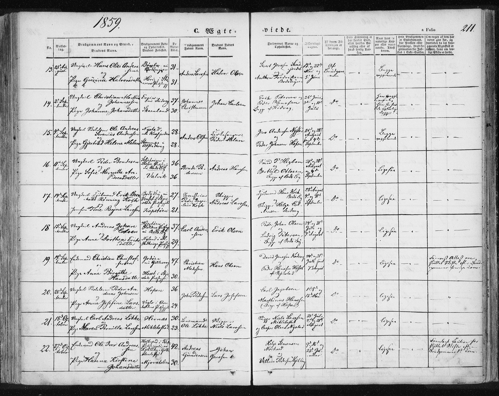 Ministerialprotokoller, klokkerbøker og fødselsregistre - Nordland, SAT/A-1459/801/L0007: Parish register (official) no. 801A07, 1845-1863, p. 211