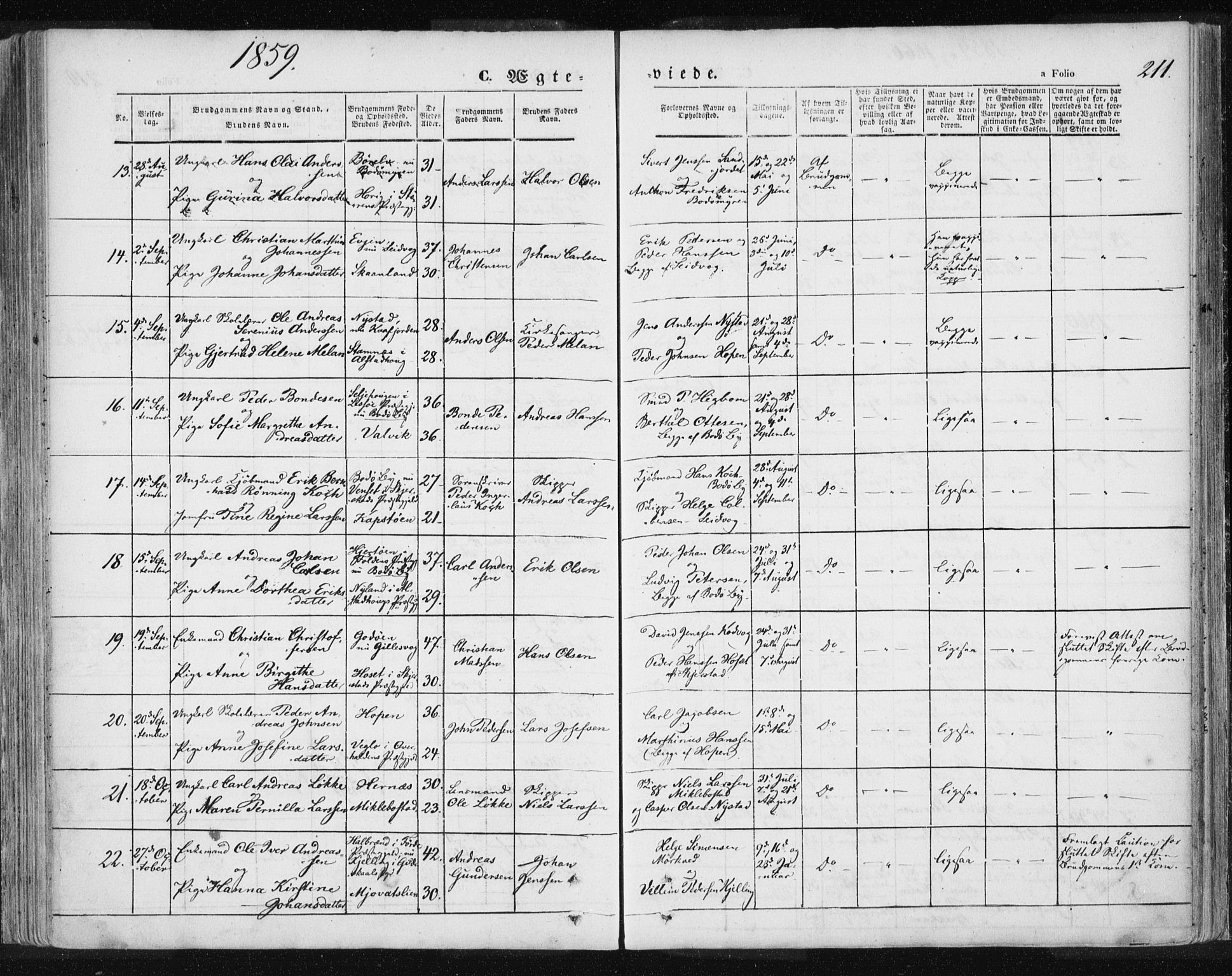 Ministerialprotokoller, klokkerbøker og fødselsregistre - Nordland, AV/SAT-A-1459/801/L0007: Parish register (official) no. 801A07, 1845-1863, p. 211