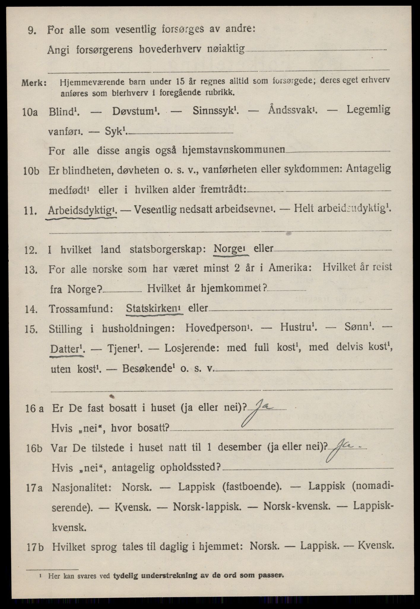 SAT, 1920 census for Hemne, 1920, p. 3103