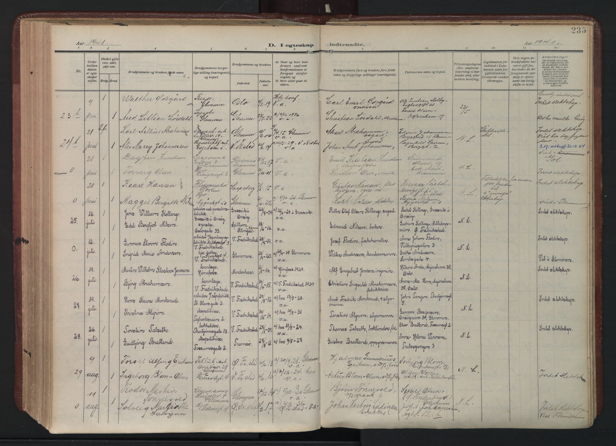 Fredrikstad domkirkes prestekontor Kirkebøker, AV/SAO-A-10906/F/Fa/L0009: Parish register (official) no. I 9, 1908-1946, p. 235