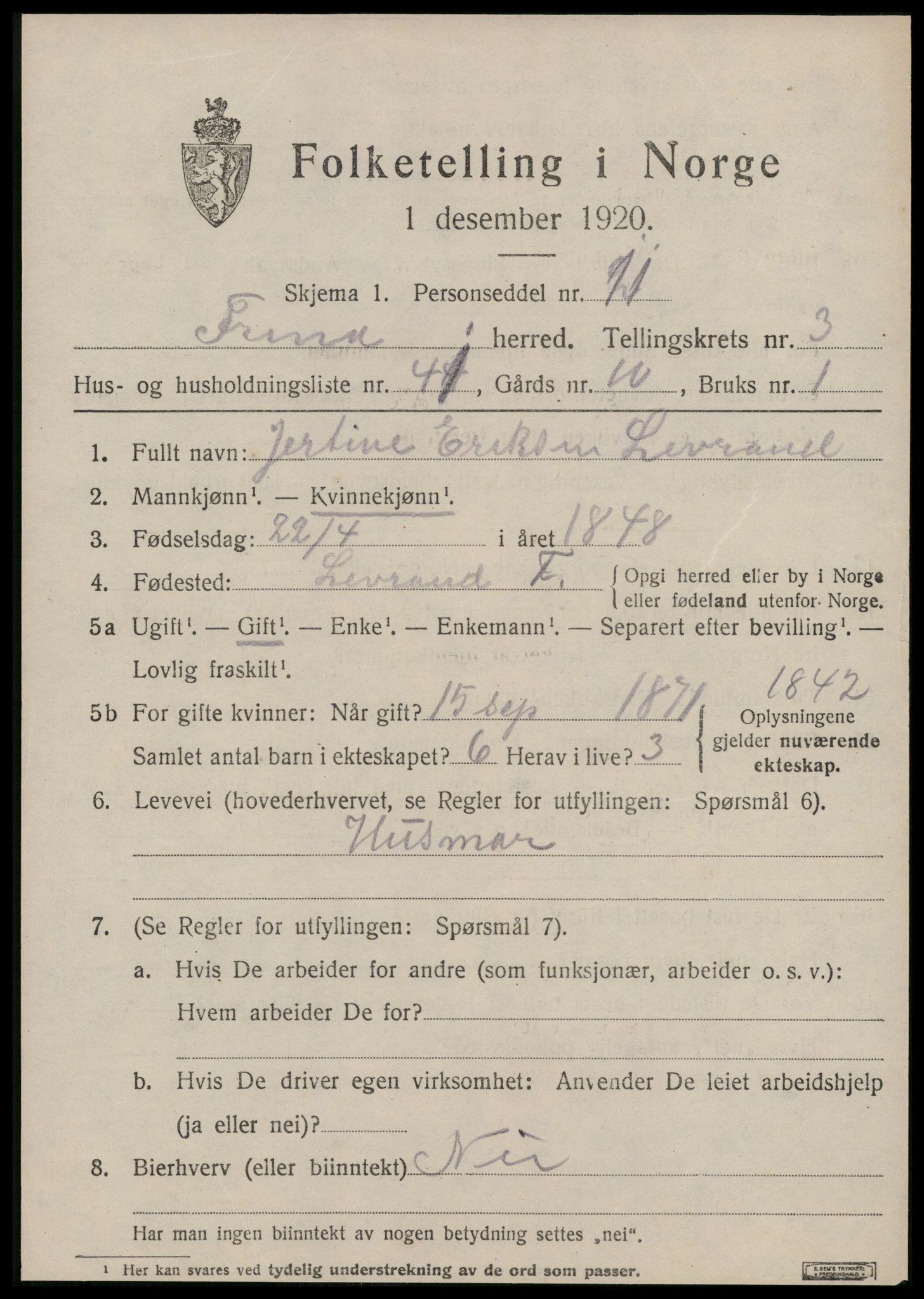 SAT, 1920 census for Fræna, 1920, p. 2773