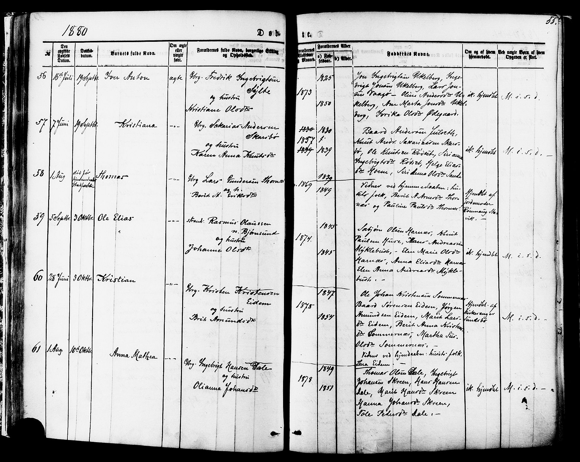 Ministerialprotokoller, klokkerbøker og fødselsregistre - Møre og Romsdal, SAT/A-1454/565/L0749: Parish register (official) no. 565A03, 1871-1886, p. 55