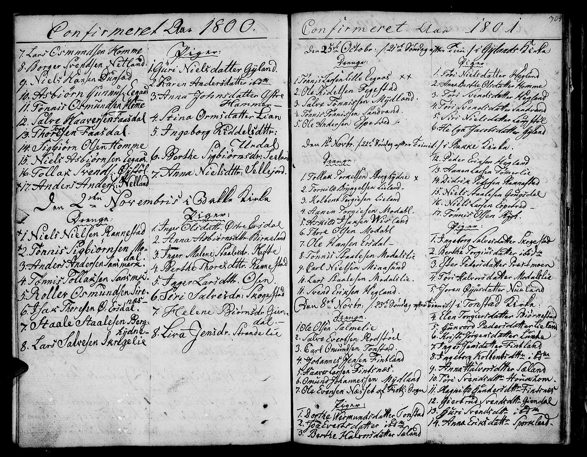 Bakke sokneprestkontor, SAK/1111-0002/F/Fa/Faa/L0002: Parish register (official) no. A 2, 1780-1816, p. 304