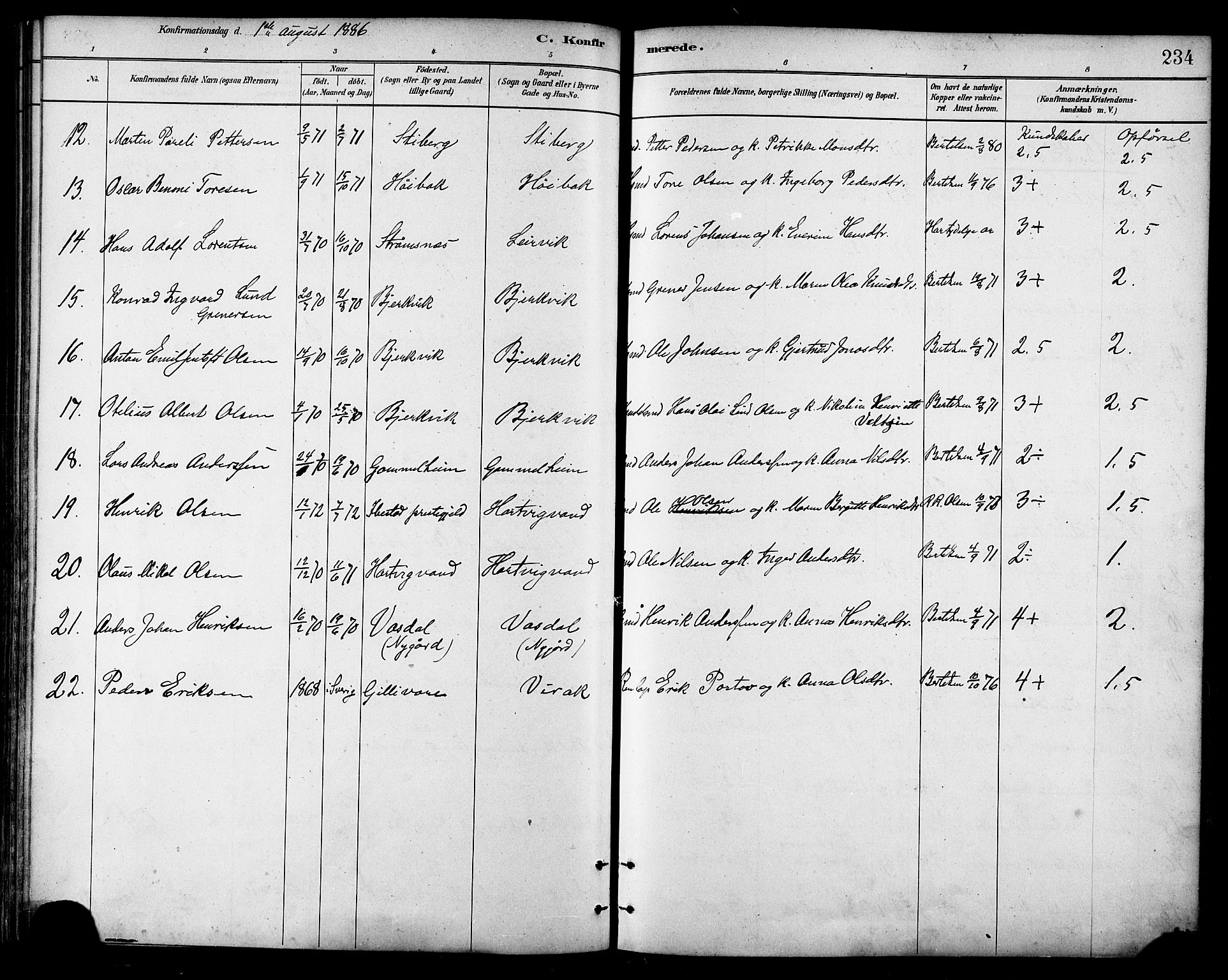 Ministerialprotokoller, klokkerbøker og fødselsregistre - Nordland, AV/SAT-A-1459/866/L0938: Parish register (official) no. 866A01, 1879-1893, p. 234