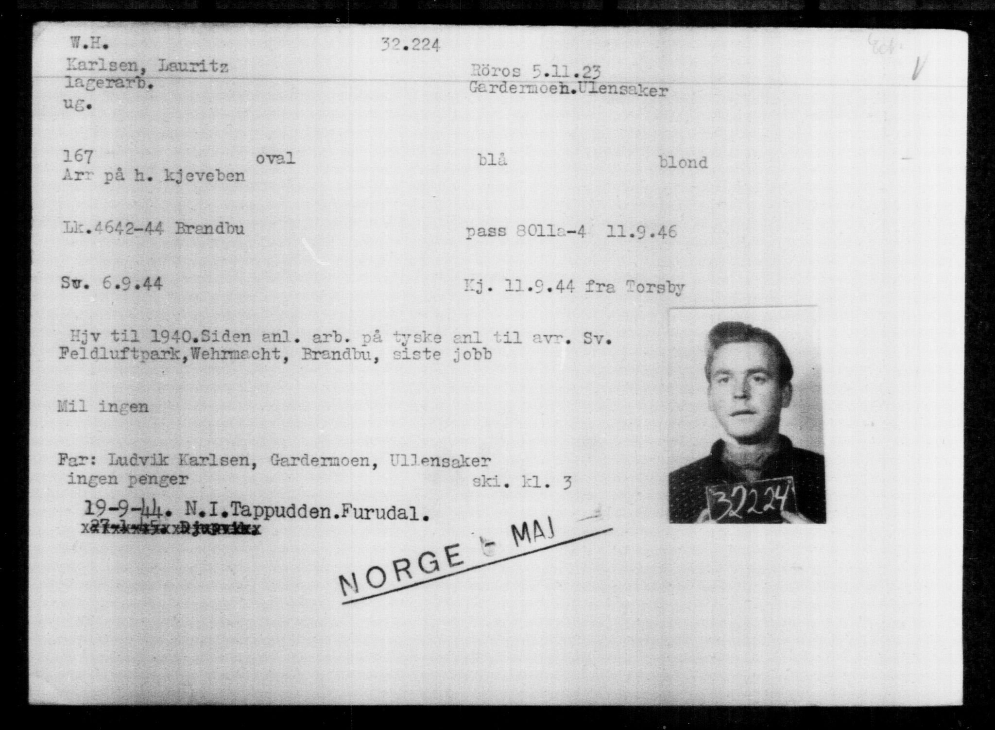 Utenriksstasjonene, Legasjonen i Stockholm, Flyktningkontoret, AV/RA-S-6753/V/Va/L0013: Kjesäterkartoteket, flyktninger med registreringsnr. 31500-34731, 1940-1945, p. 772