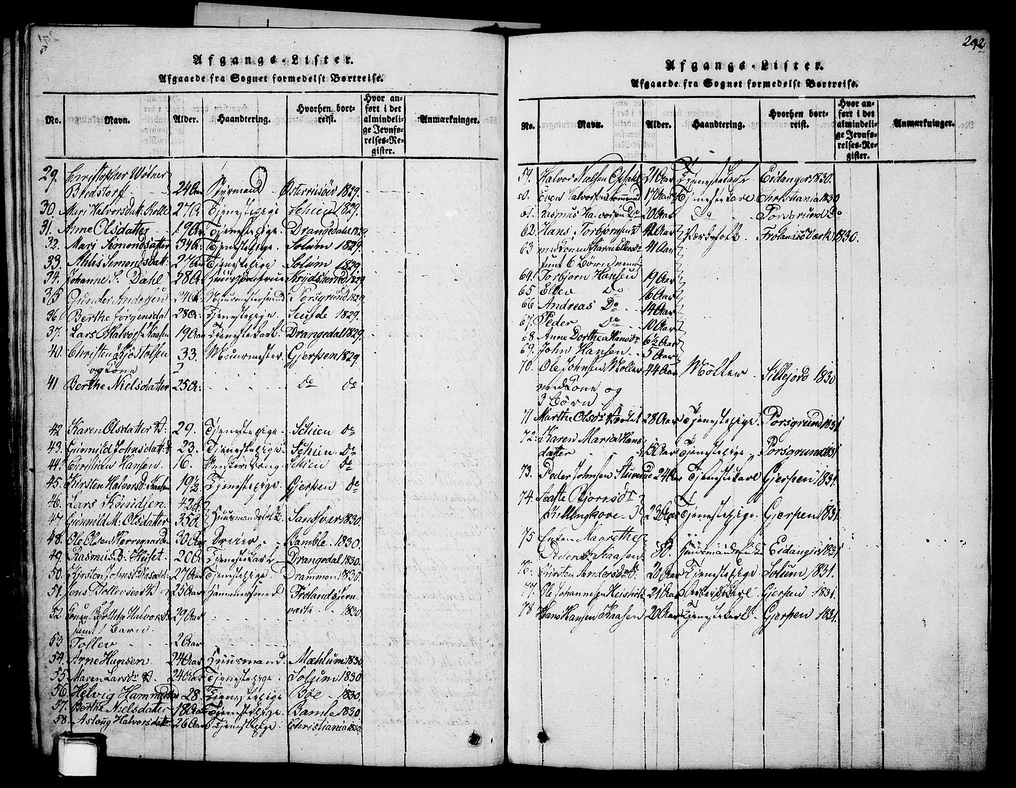 Holla kirkebøker, SAKO/A-272/G/Ga/L0001: Parish register (copy) no. I 1, 1814-1830, p. 292