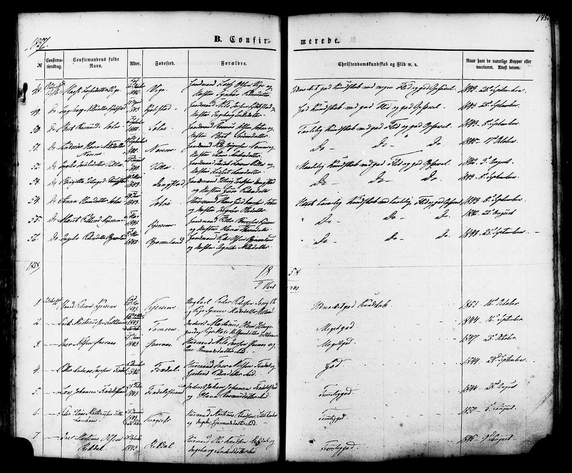Ministerialprotokoller, klokkerbøker og fødselsregistre - Møre og Romsdal, SAT/A-1454/539/L0529: Parish register (official) no. 539A02, 1848-1872, p. 175