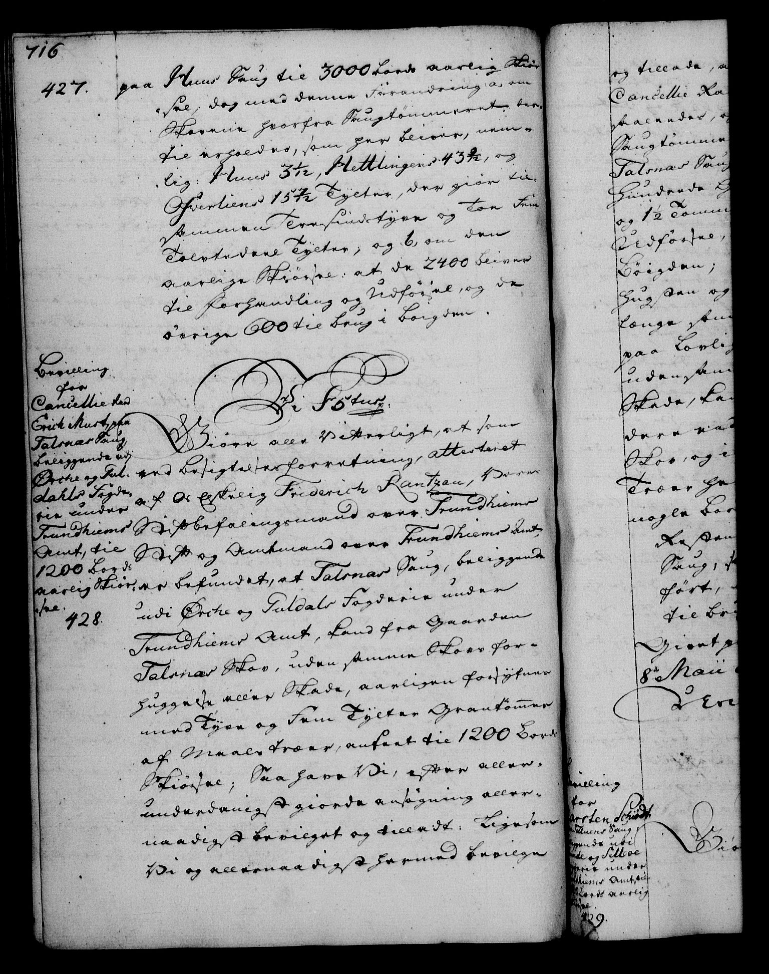 Rentekammeret, Kammerkanselliet, RA/EA-3111/G/Gg/Gga/L0006: Norsk ekspedisjonsprotokoll med register (merket RK 53.6), 1749-1759, p. 716