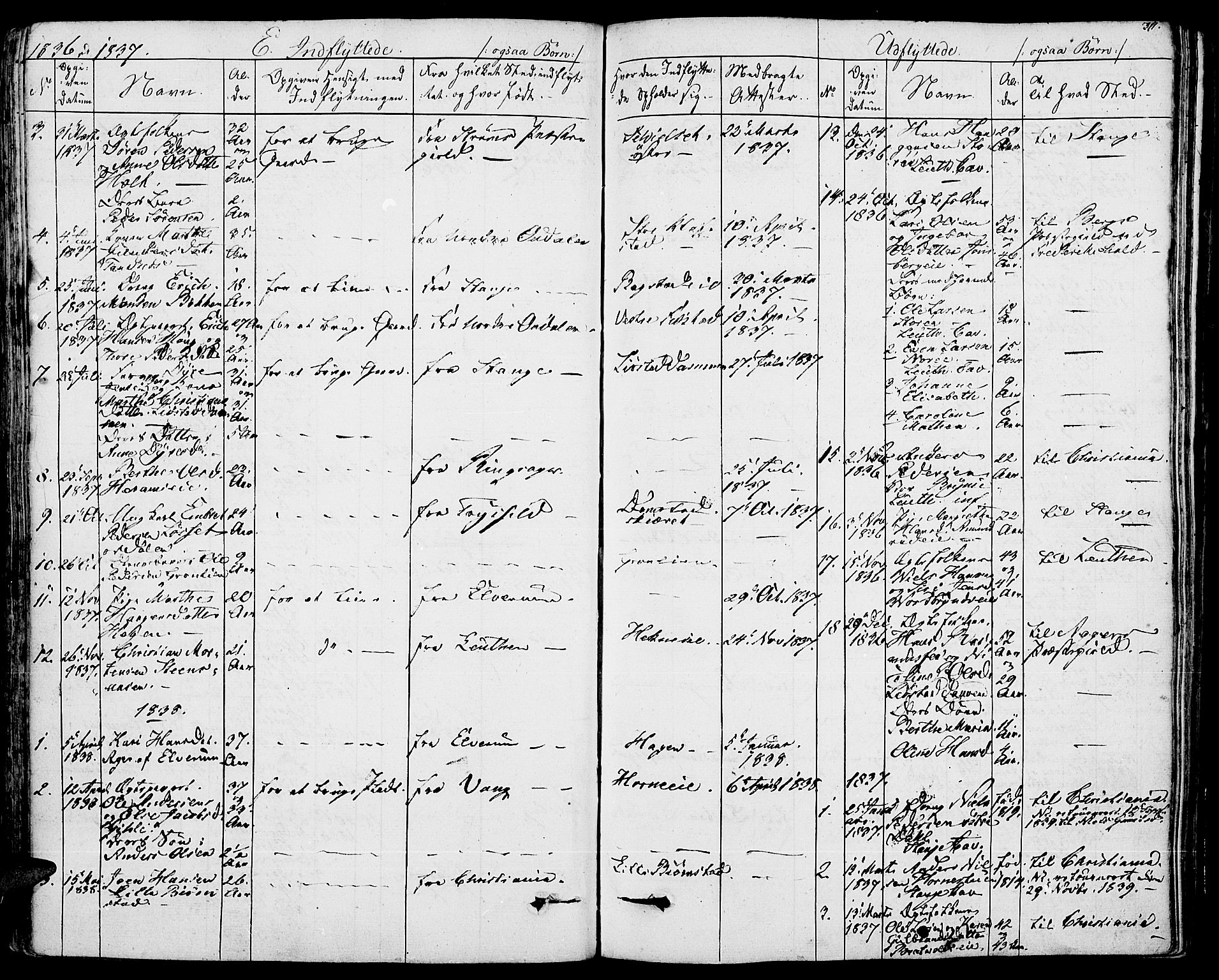 Romedal prestekontor, SAH/PREST-004/K/L0003: Parish register (official) no. 3, 1829-1846, p. 311