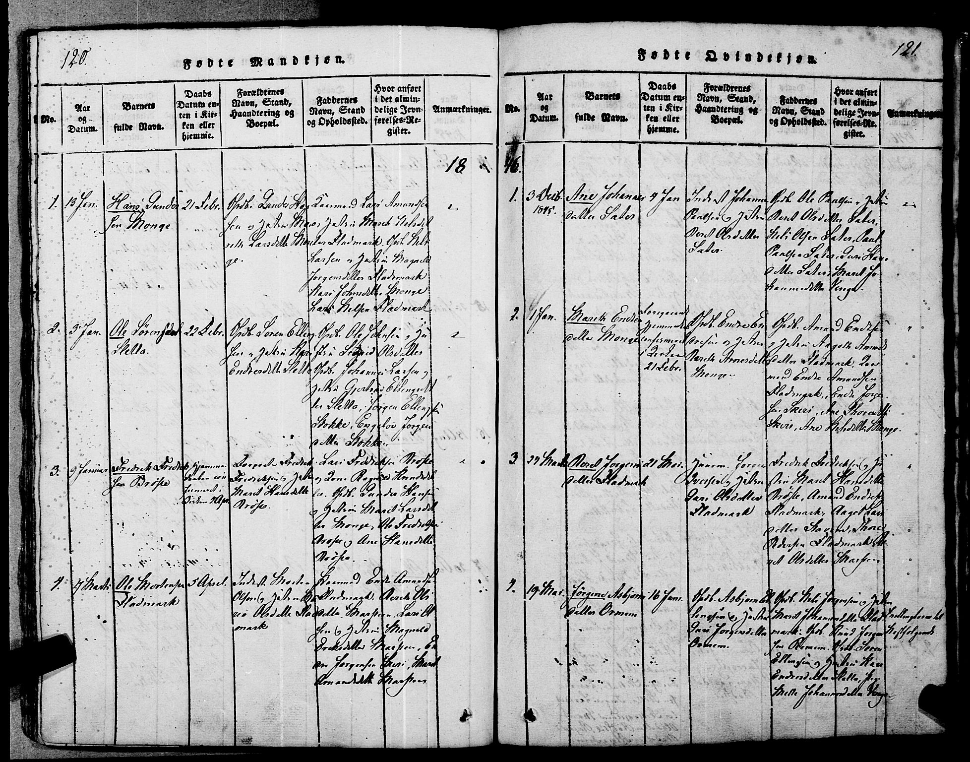 Ministerialprotokoller, klokkerbøker og fødselsregistre - Møre og Romsdal, SAT/A-1454/546/L0593: Parish register (official) no. 546A01, 1818-1853, p. 120-121