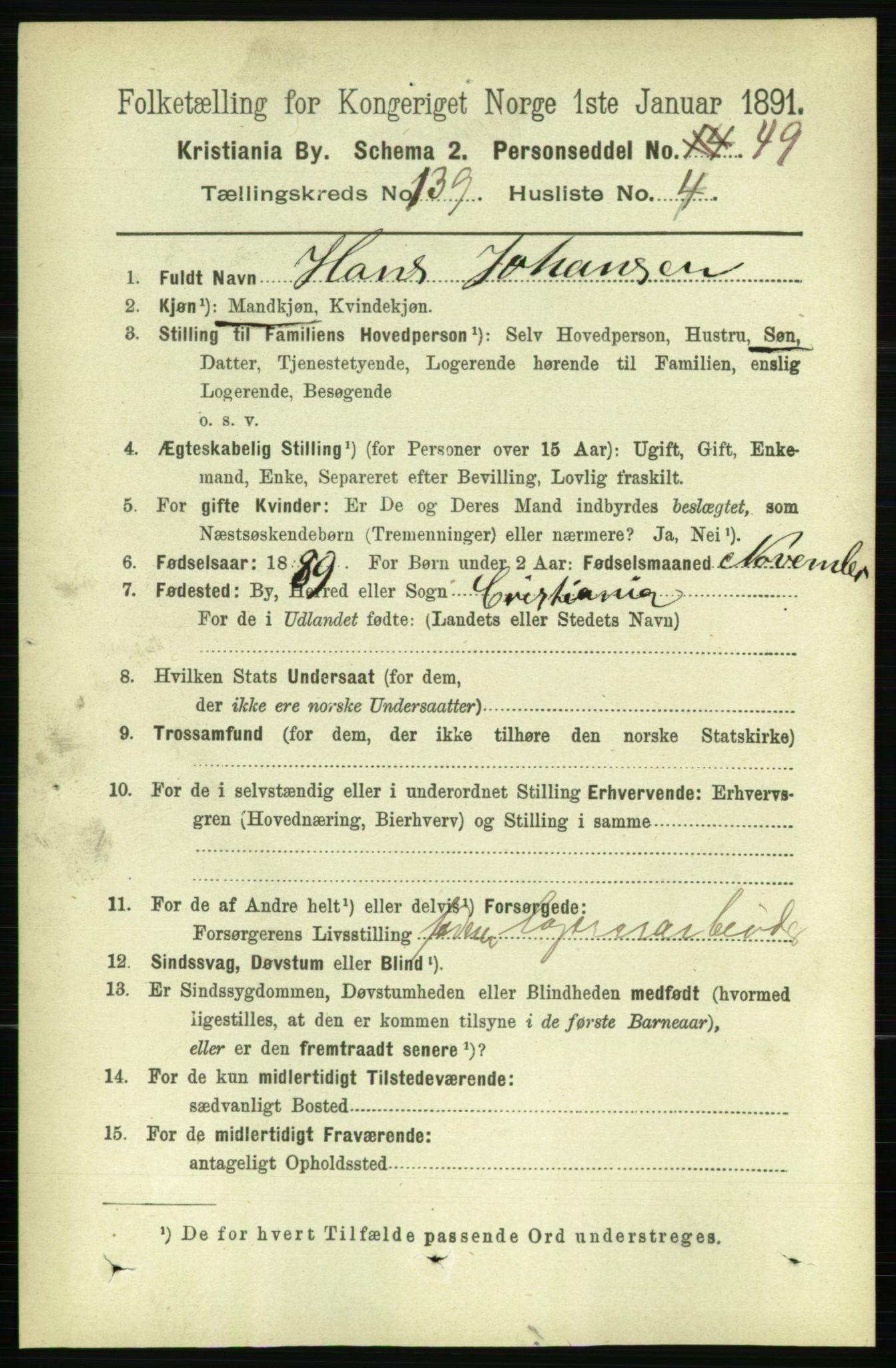 RA, 1891 census for 0301 Kristiania, 1891, p. 77193