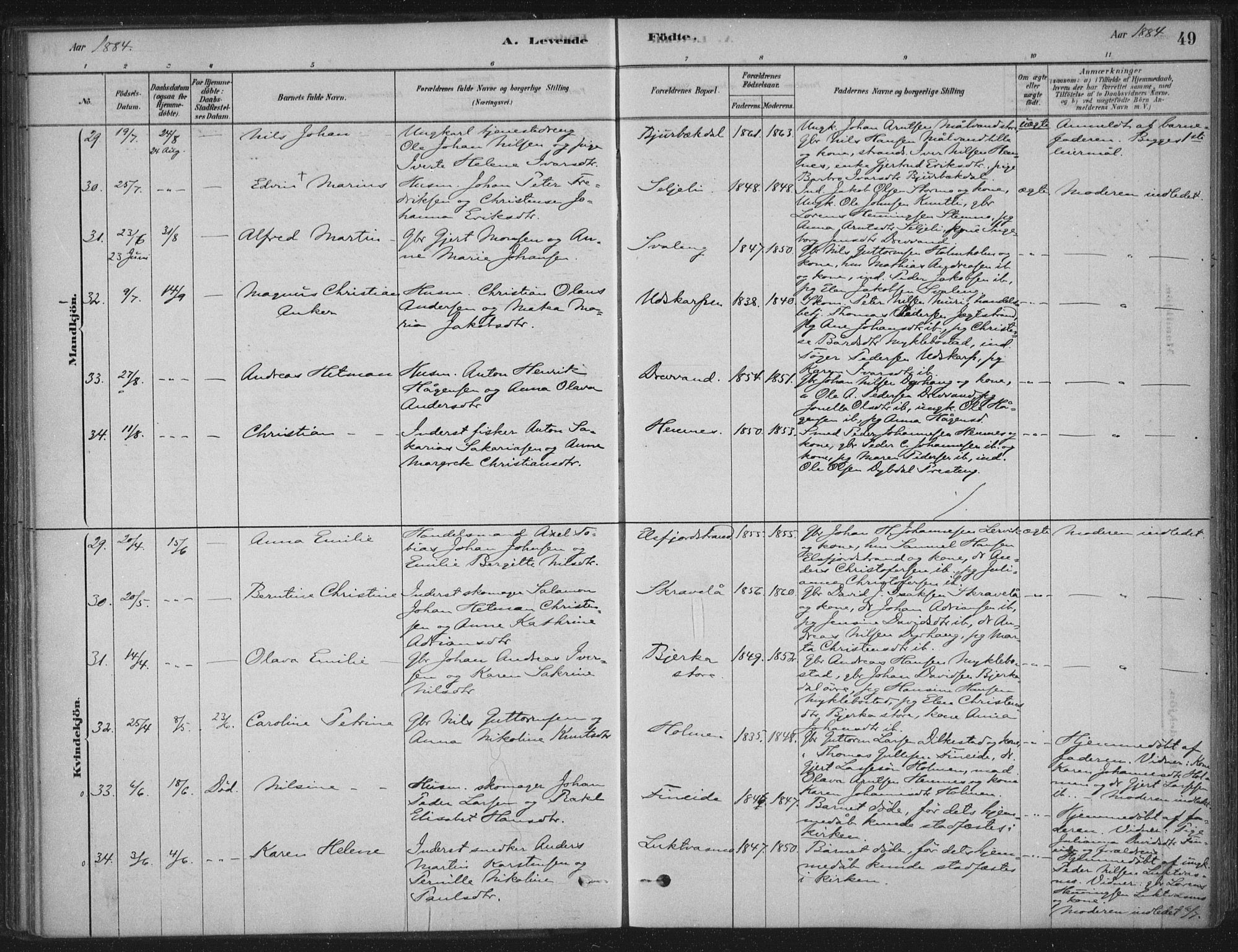 Ministerialprotokoller, klokkerbøker og fødselsregistre - Nordland, AV/SAT-A-1459/825/L0361: Parish register (official) no. 825A15, 1878-1893, p. 49