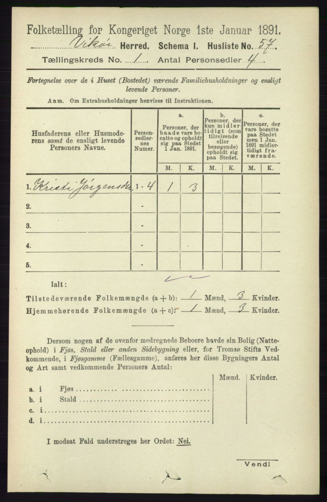 RA, 1891 census for 1238 Vikør, 1891, p. 89