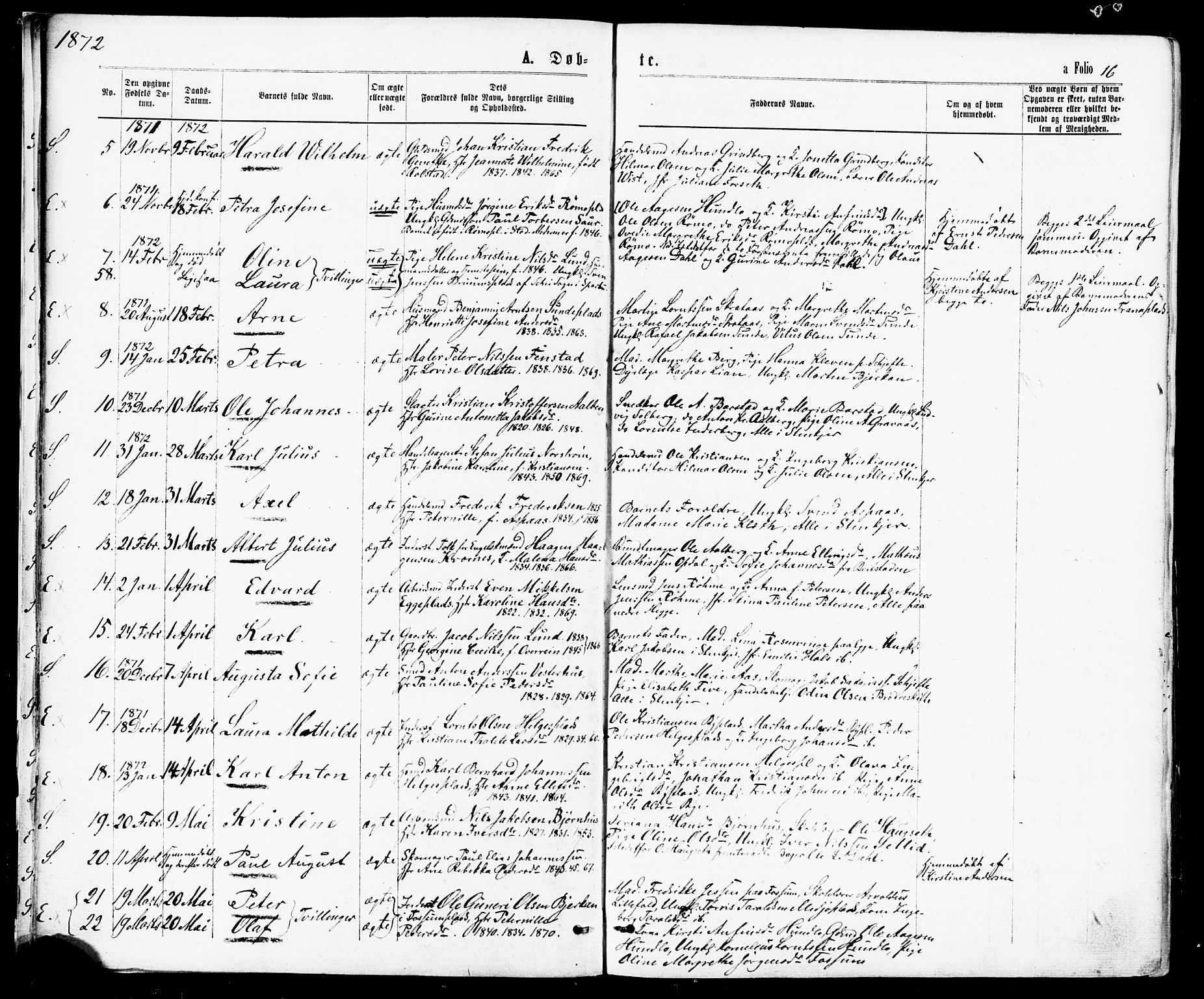 Ministerialprotokoller, klokkerbøker og fødselsregistre - Nord-Trøndelag, SAT/A-1458/739/L0370: Parish register (official) no. 739A02, 1868-1881, p. 16
