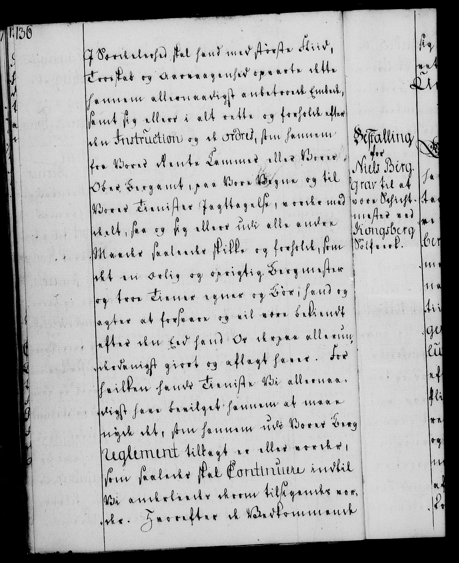 Rentekammeret, Kammerkanselliet, RA/EA-3111/G/Gg/Gge/L0004: Norsk bestallingsprotokoll med register (merket RK 53.28), 1762-1771, p. 136