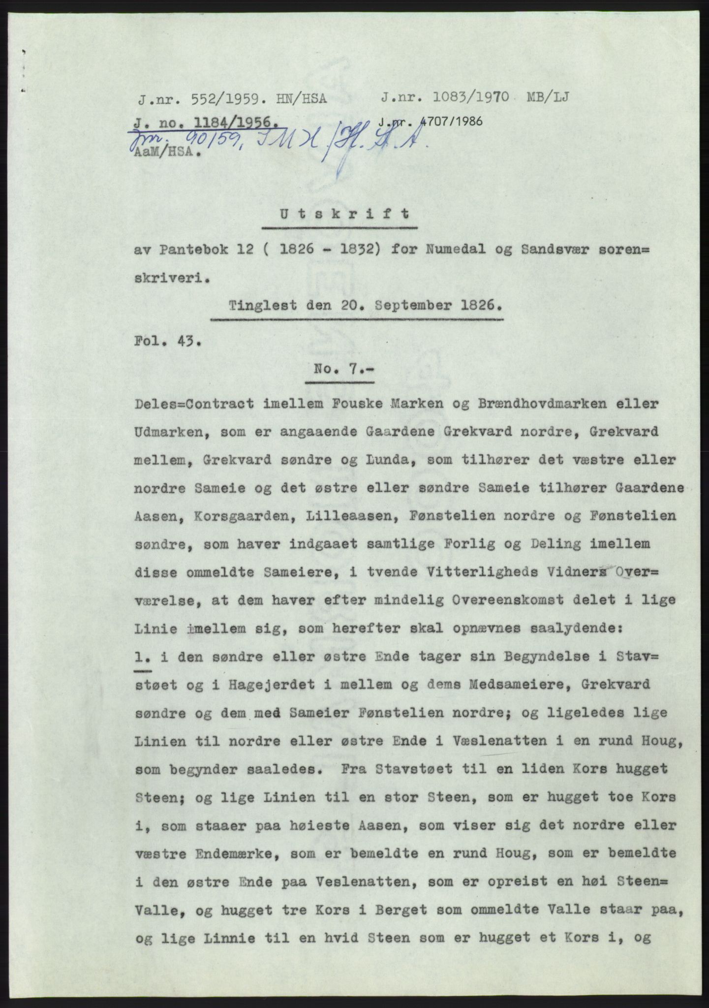 Statsarkivet i Kongsberg, AV/SAKO-A-0001/E/Ee/L0007: Avskrifter, SAO jnr. 802/1956 - 1199/1956, 1956, p. 416