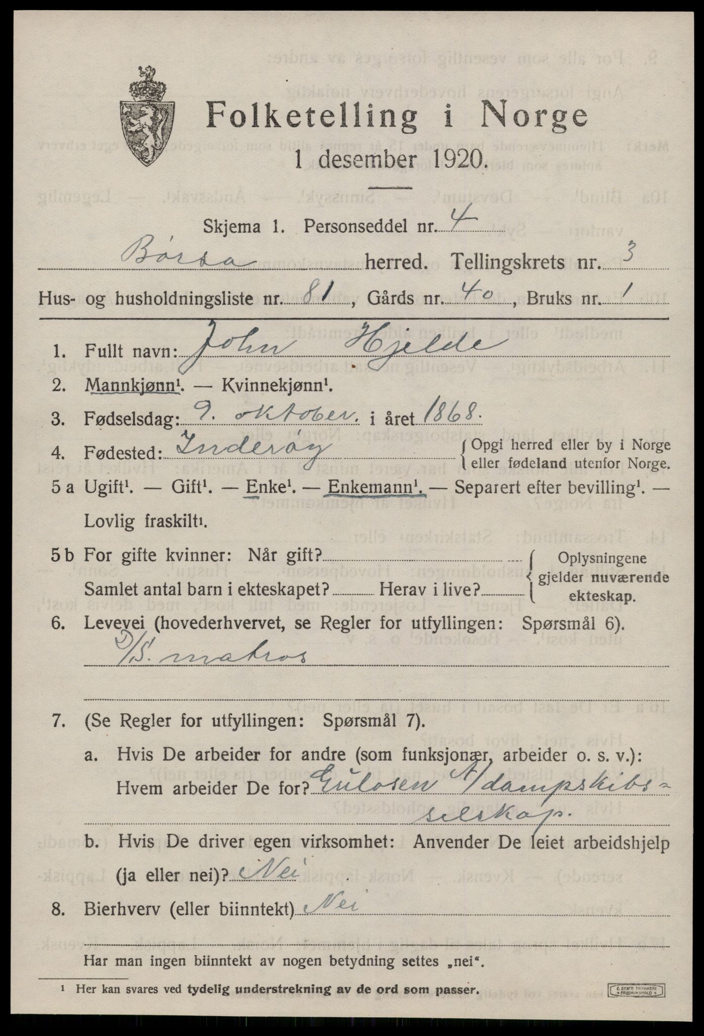 SAT, 1920 census for Børsa, 1920, p. 2521