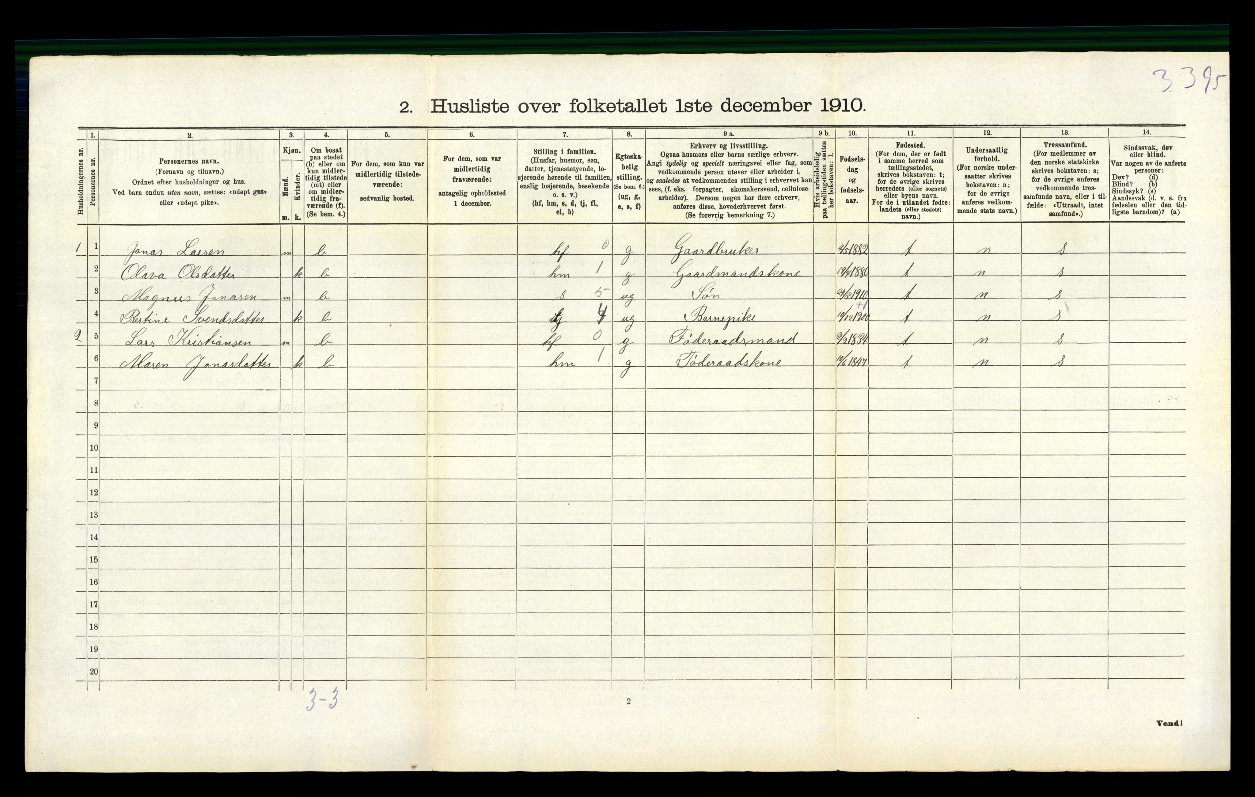 RA, 1910 census for Håland, 1910, p. 662