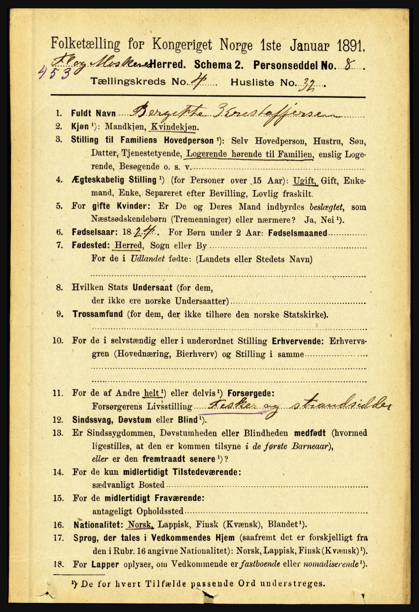 RA, 1891 census for 1859 Flakstad, 1891, p. 2122
