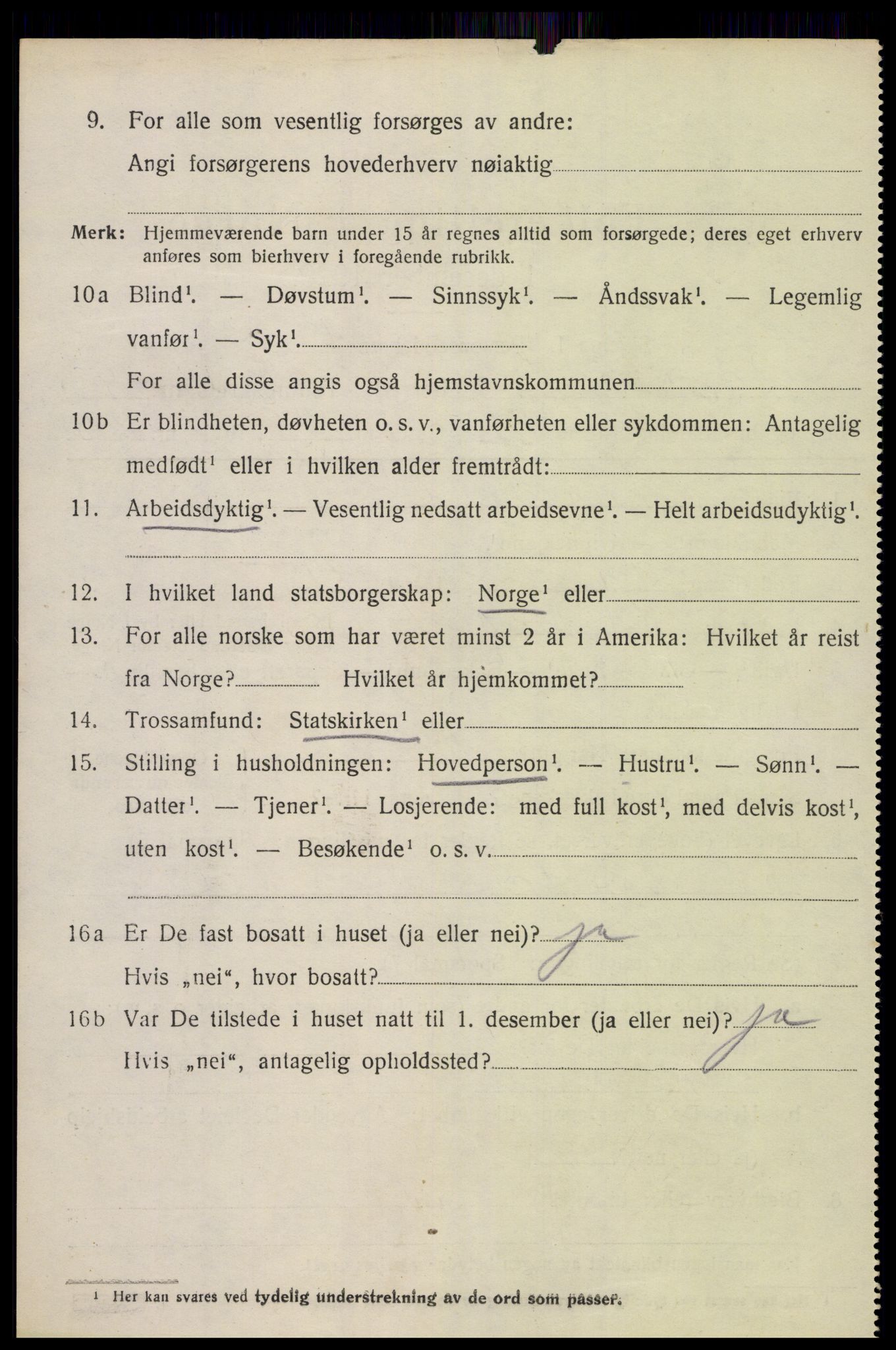 SAK, 1920 census for Oddernes, 1920, p. 10342