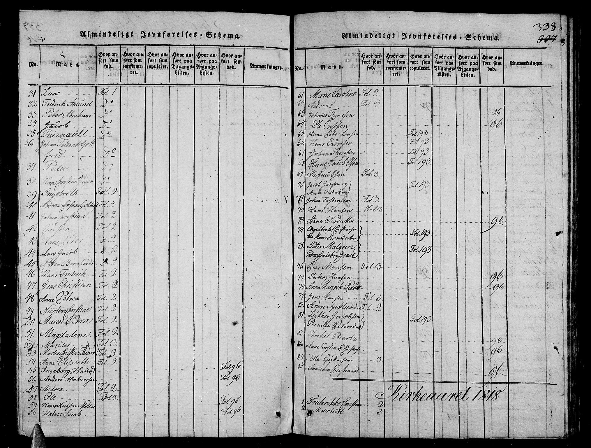 Stavern kirkebøker, AV/SAKO-A-318/G/Ga/L0001: Parish register (copy) no. 1, 1817-1841, p. 338