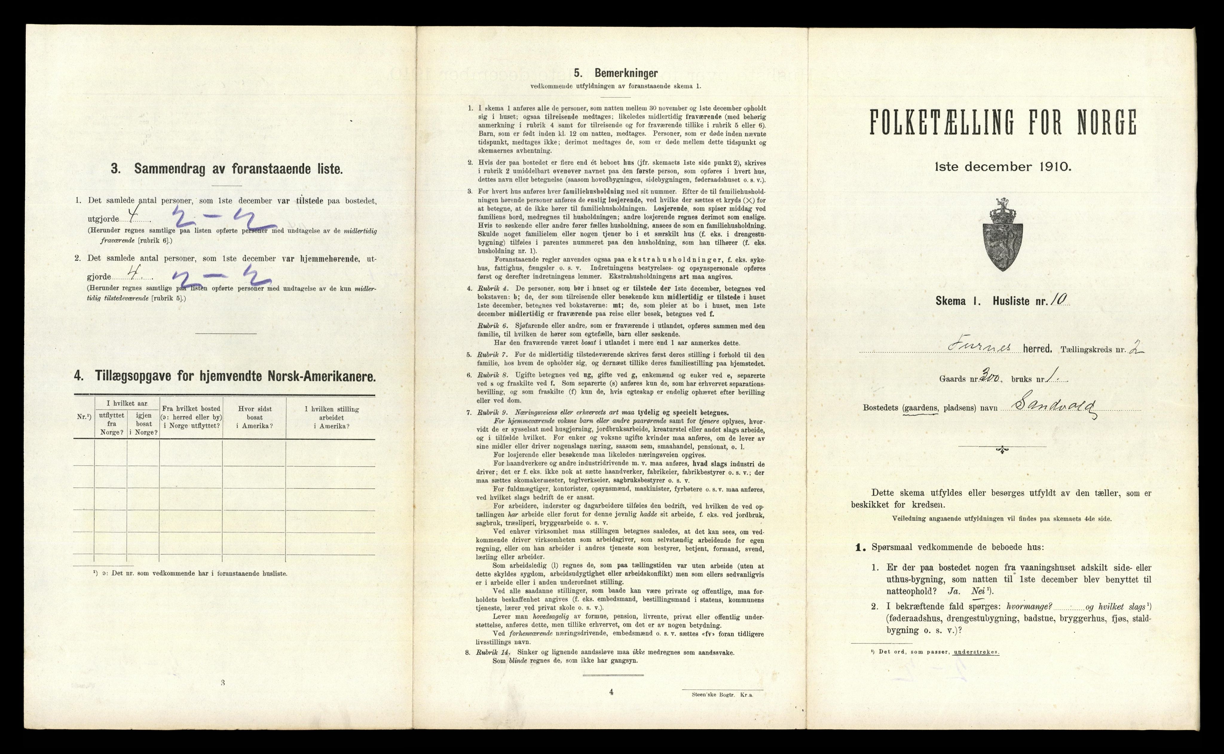 RA, 1910 census for Furnes, 1910, p. 334