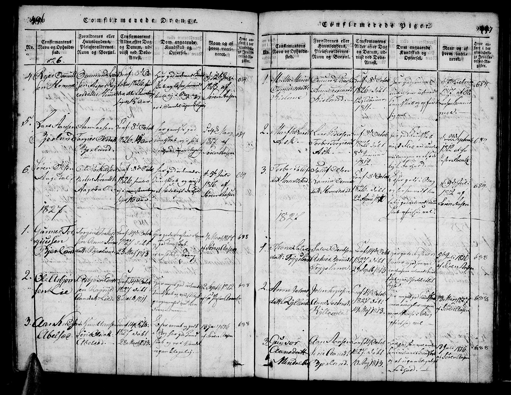 Bjelland sokneprestkontor, SAK/1111-0005/F/Fa/Faa/L0002: Parish register (official) no. A 2, 1816-1866, p. 496-497