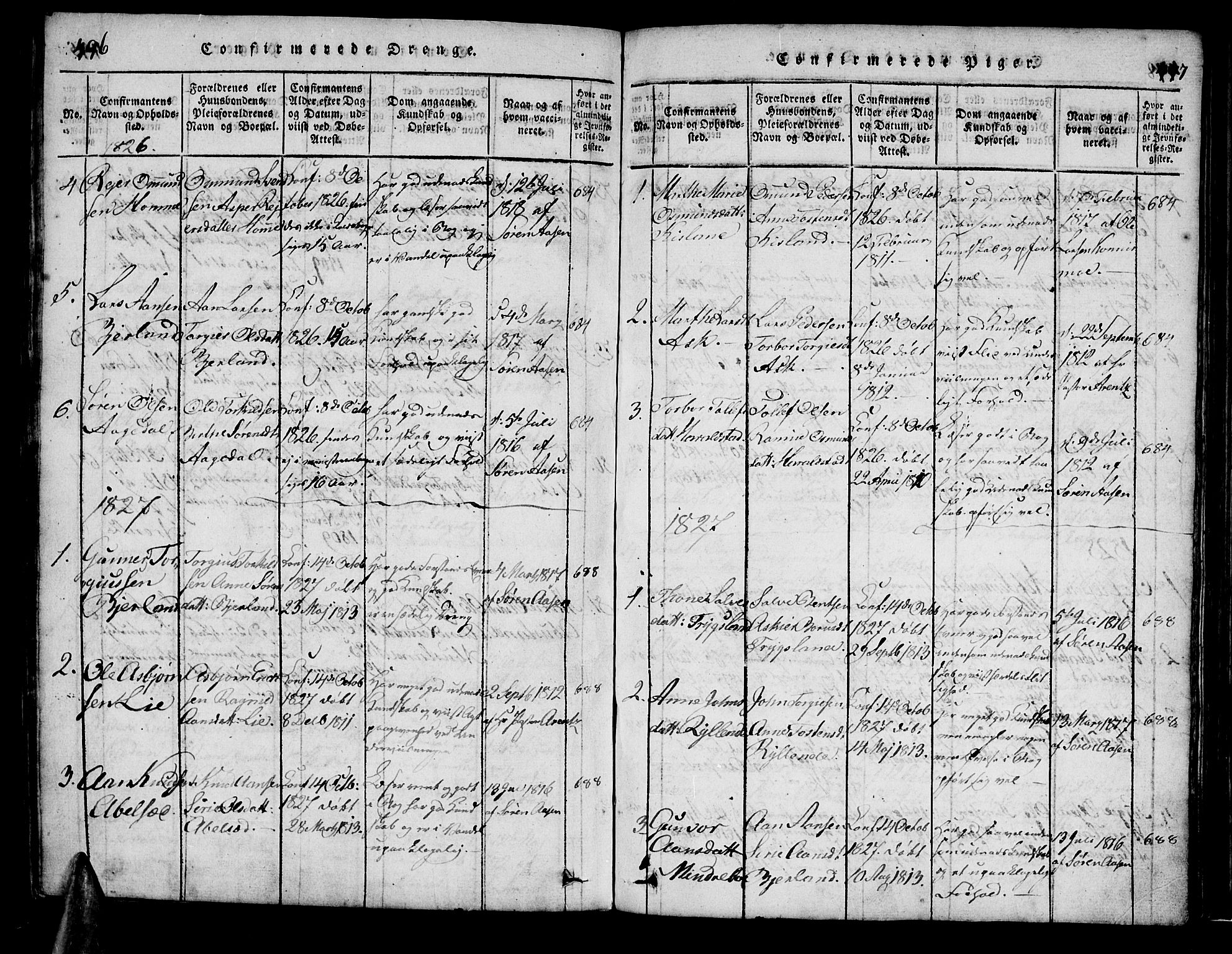 Bjelland sokneprestkontor, AV/SAK-1111-0005/F/Fa/Faa/L0002: Parish register (official) no. A 2, 1816-1866, p. 496-497