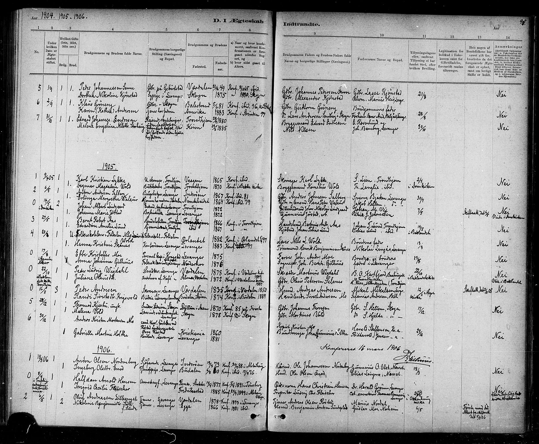 Ministerialprotokoller, klokkerbøker og fødselsregistre - Nord-Trøndelag, SAT/A-1458/720/L0192: Parish register (copy) no. 720C01, 1880-1917, p. 95