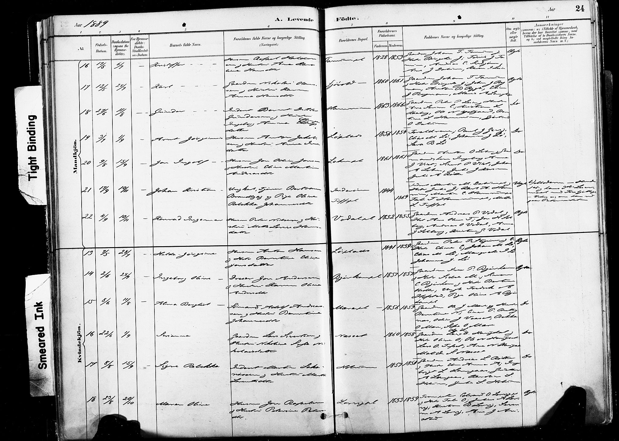 Ministerialprotokoller, klokkerbøker og fødselsregistre - Nord-Trøndelag, SAT/A-1458/735/L0351: Parish register (official) no. 735A10, 1884-1908, p. 24