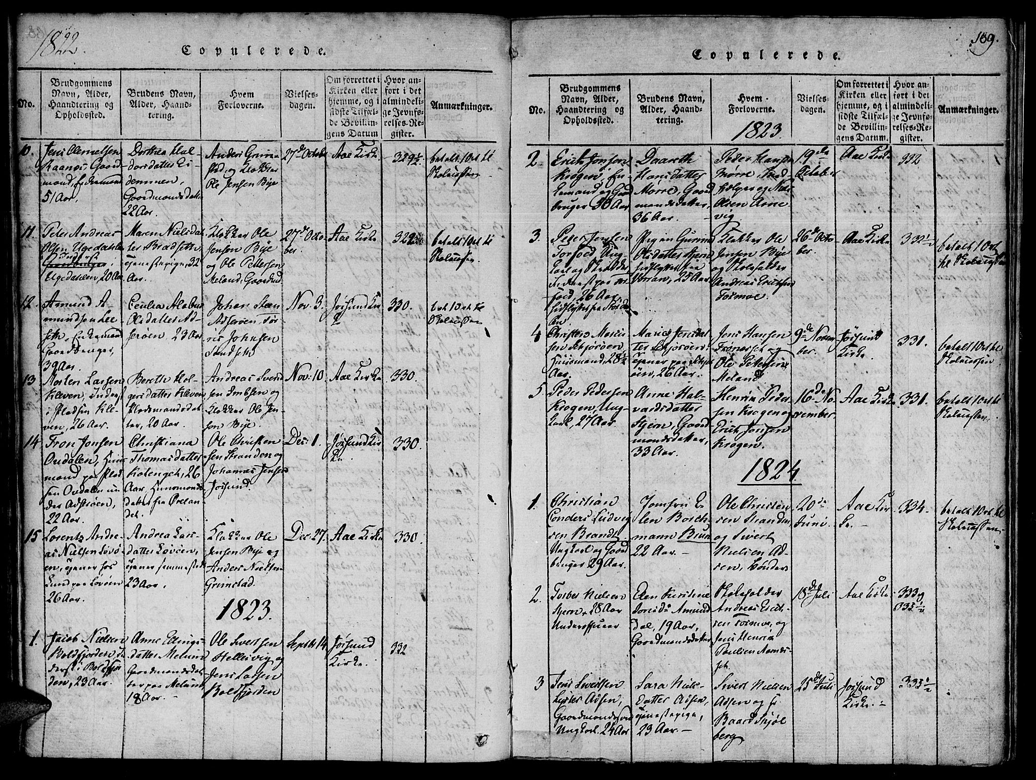 Ministerialprotokoller, klokkerbøker og fødselsregistre - Sør-Trøndelag, SAT/A-1456/655/L0675: Parish register (official) no. 655A04, 1818-1830, p. 189