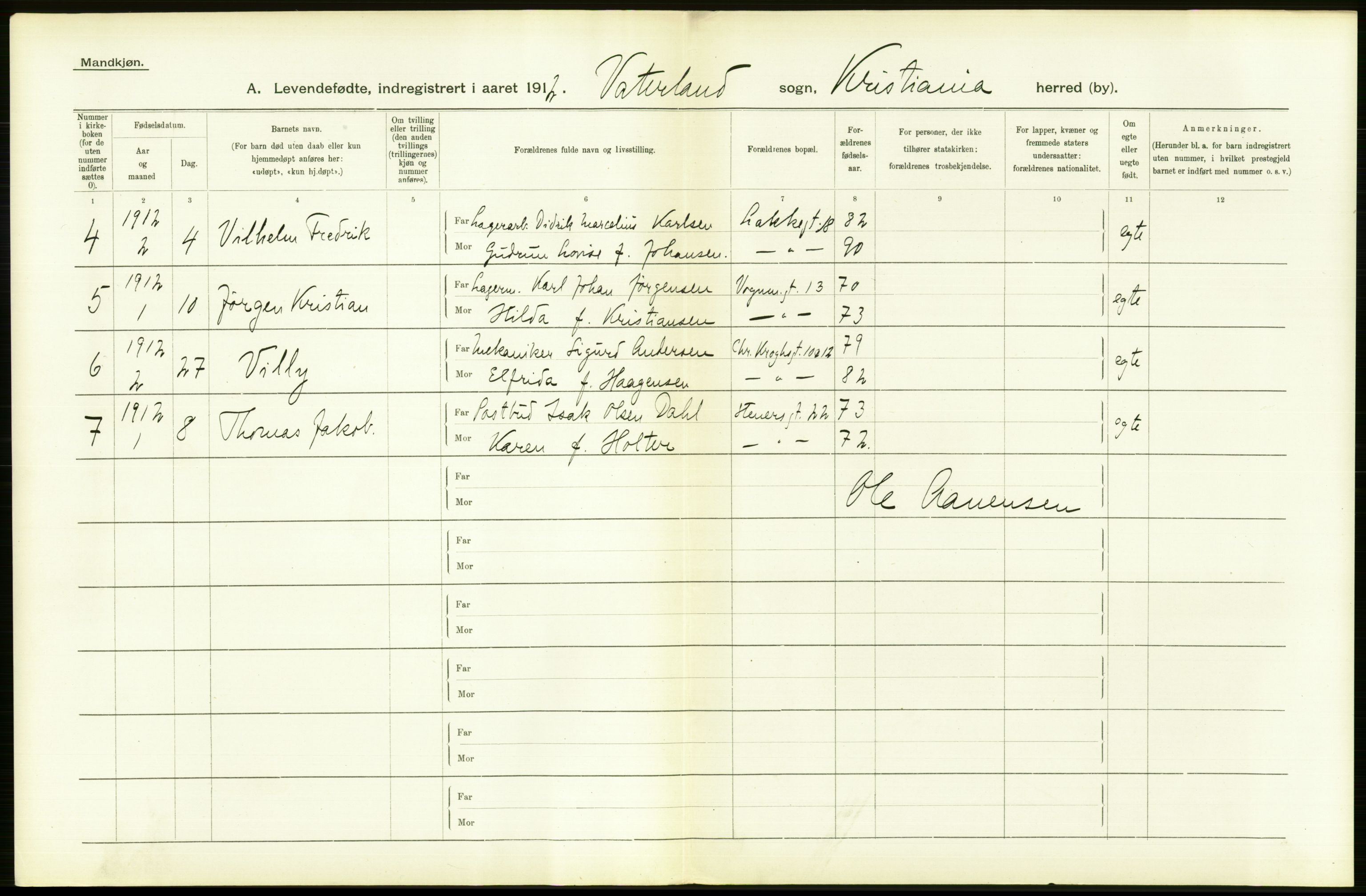 Statistisk sentralbyrå, Sosiodemografiske emner, Befolkning, RA/S-2228/D/Df/Dfb/Dfbb/L0006: Kristiania:  Levendefødte menn og kvinner., 1912, p. 680