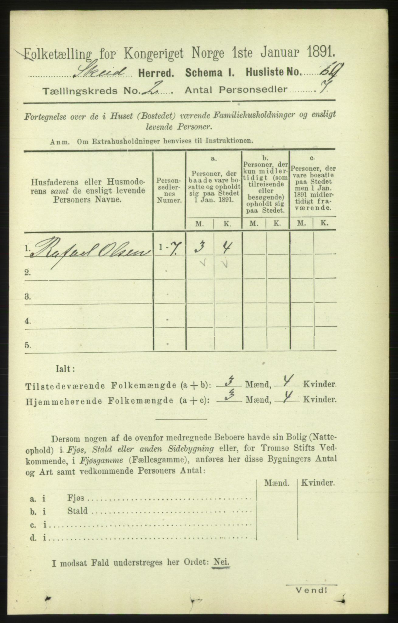 RA, 1891 census for 1732 Skei, 1891, p. 614