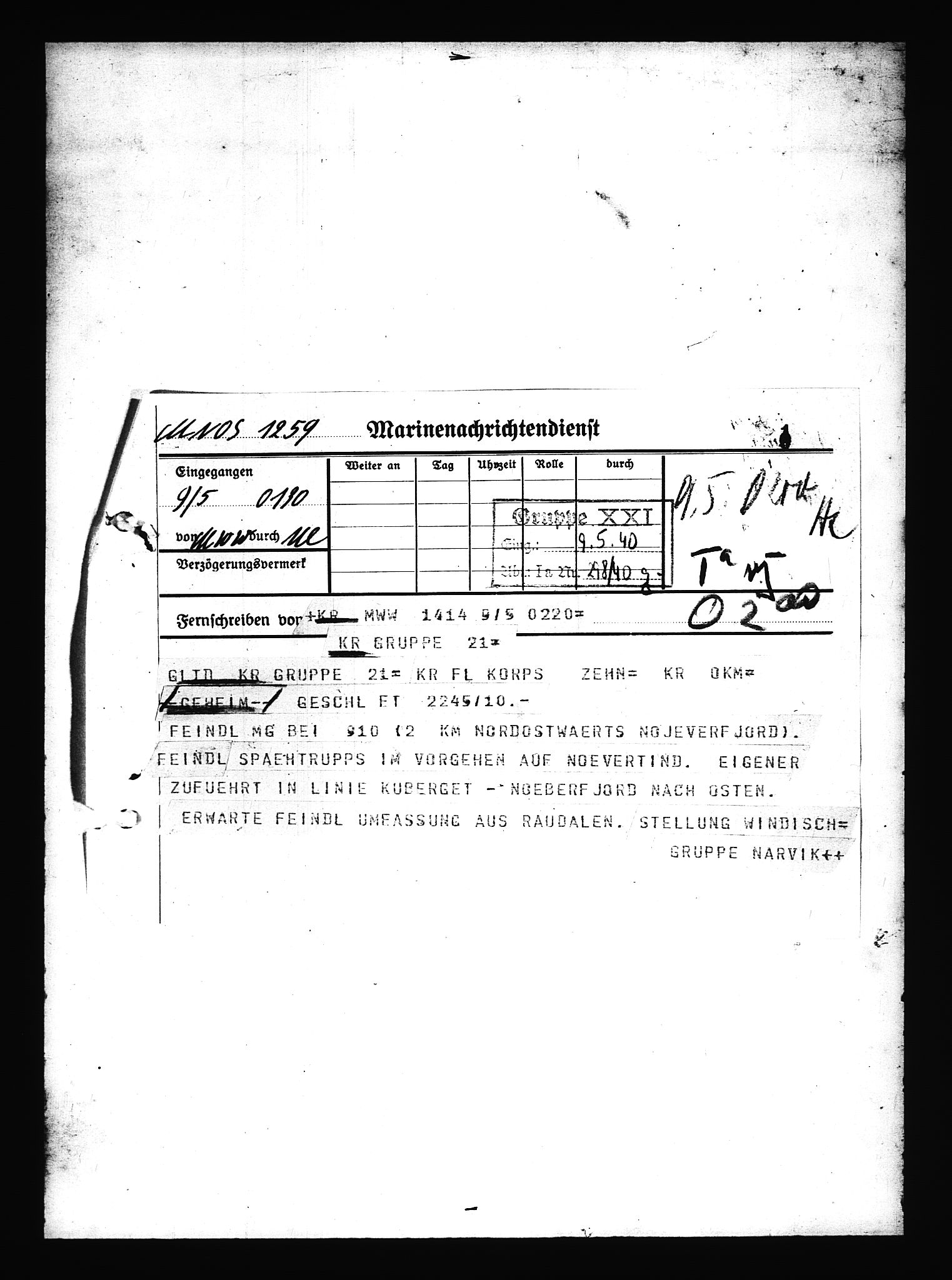 Documents Section, AV/RA-RAFA-2200/V/L0078: Amerikansk mikrofilm "Captured German Documents".
Box No. 717.  FKA jnr. 601/1954., 1940, p. 397