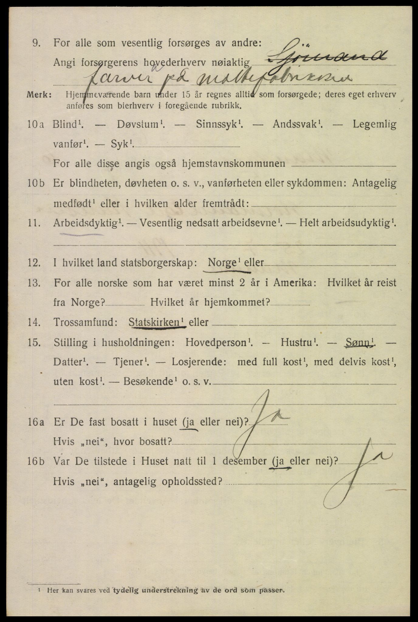 SAK, 1920 census for Mandal, 1920, p. 9164