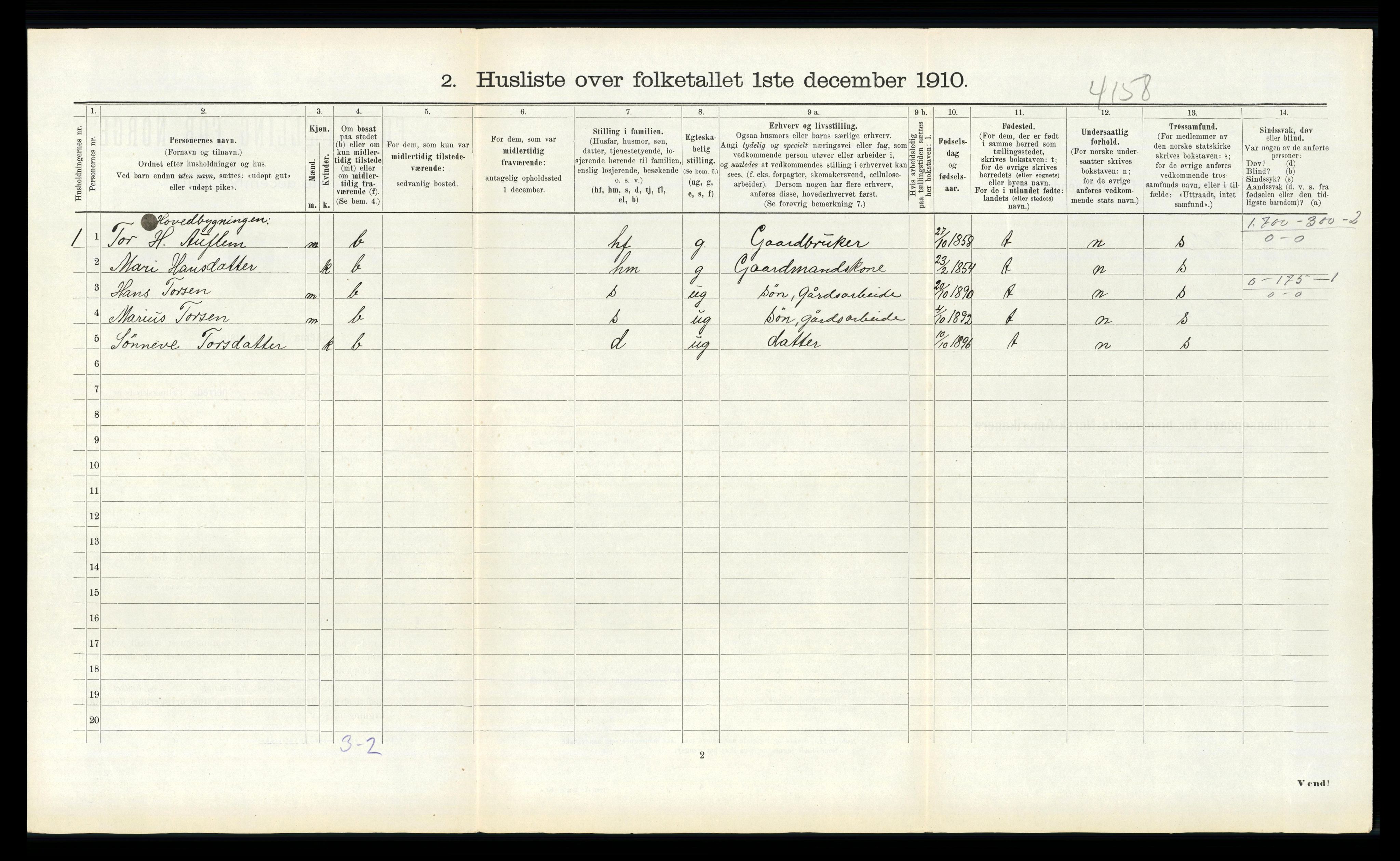 RA, 1910 census for Innvik, 1910, p. 383