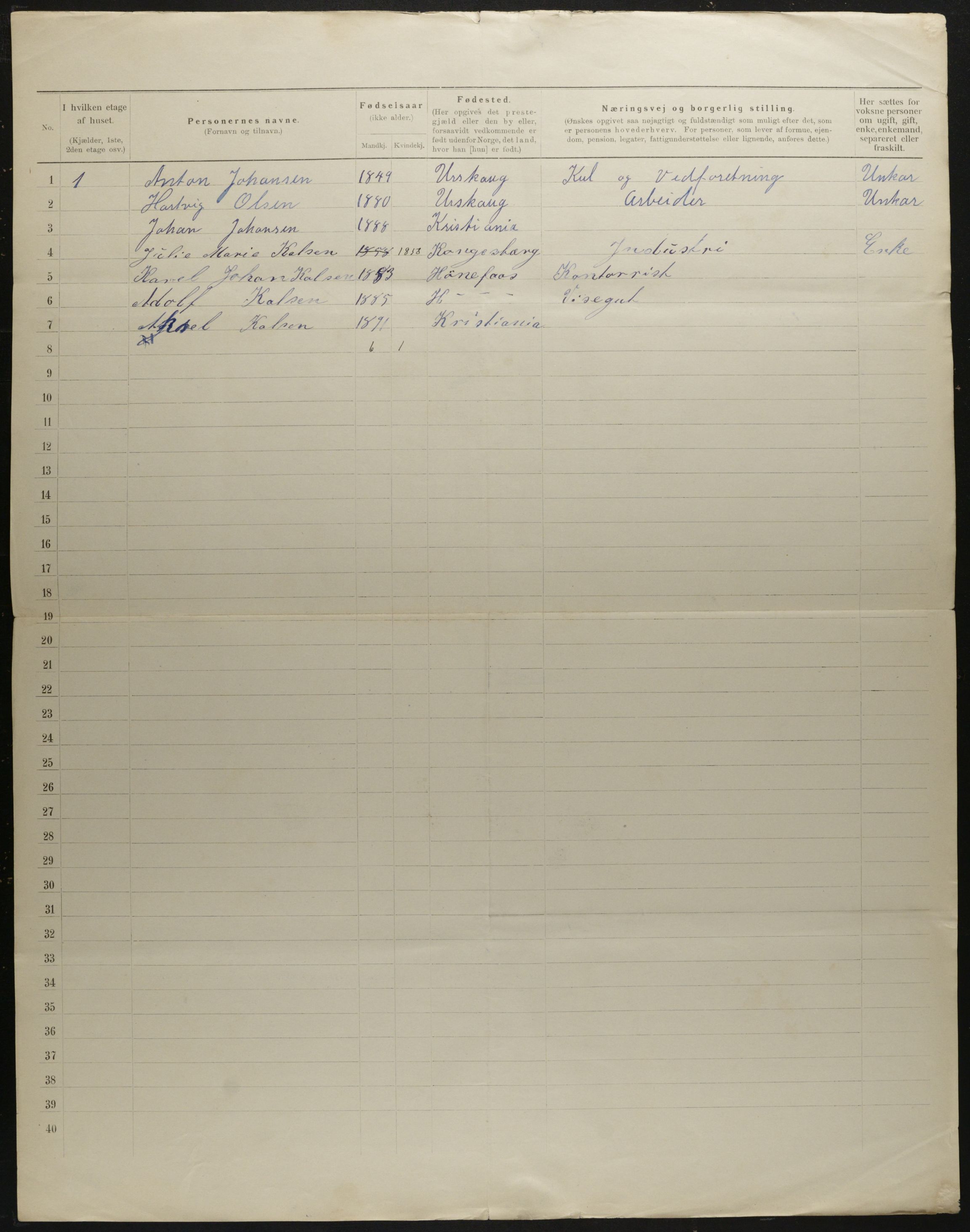 OBA, Municipal Census 1901 for Kristiania, 1901, p. 2447