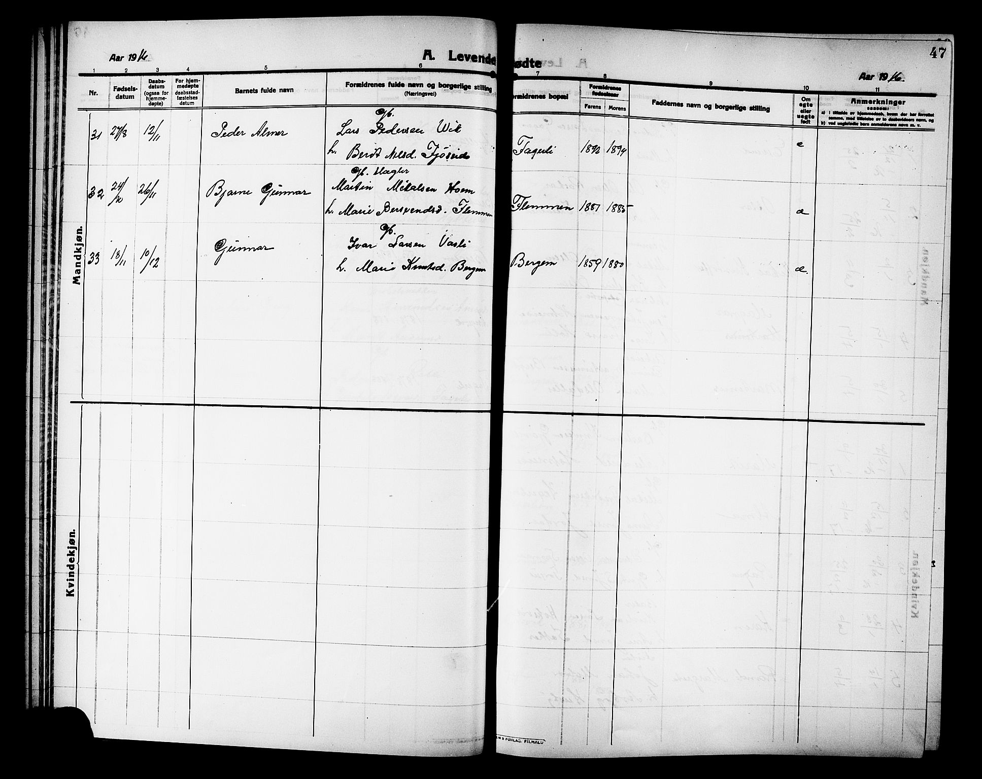 Ministerialprotokoller, klokkerbøker og fødselsregistre - Møre og Romsdal, AV/SAT-A-1454/586/L0993: Parish register (copy) no. 586C04, 1910-1918, p. 47