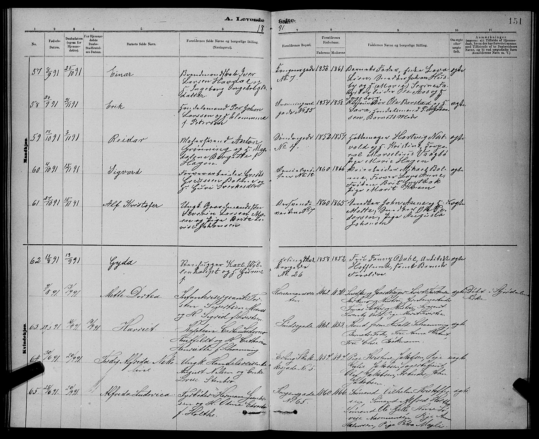 Ministerialprotokoller, klokkerbøker og fødselsregistre - Sør-Trøndelag, AV/SAT-A-1456/601/L0092: Parish register (copy) no. 601C10, 1884-1897, p. 151