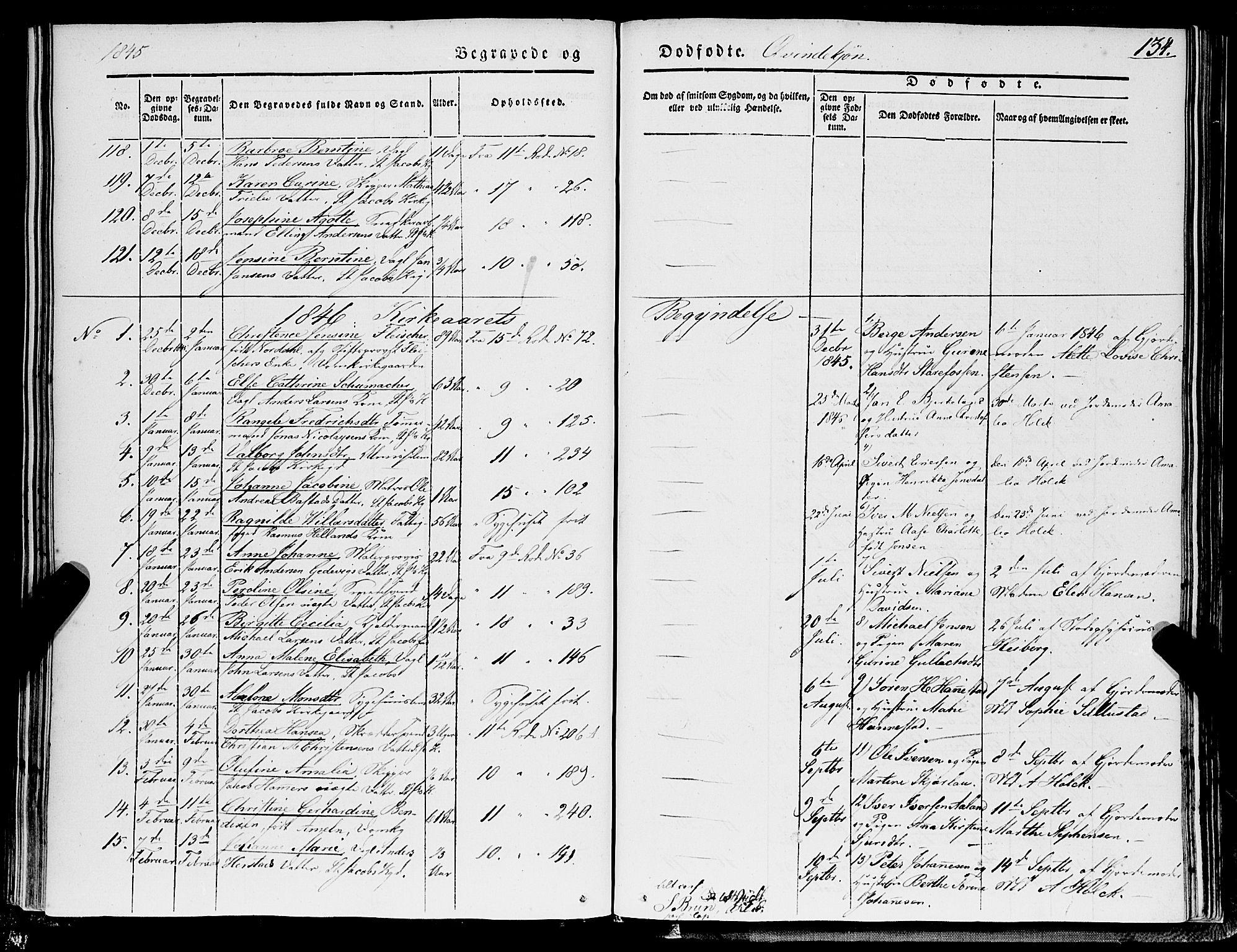 Domkirken sokneprestembete, SAB/A-74801/H/Haa/L0040: Parish register (official) no. E 1, 1841-1853, p. 134