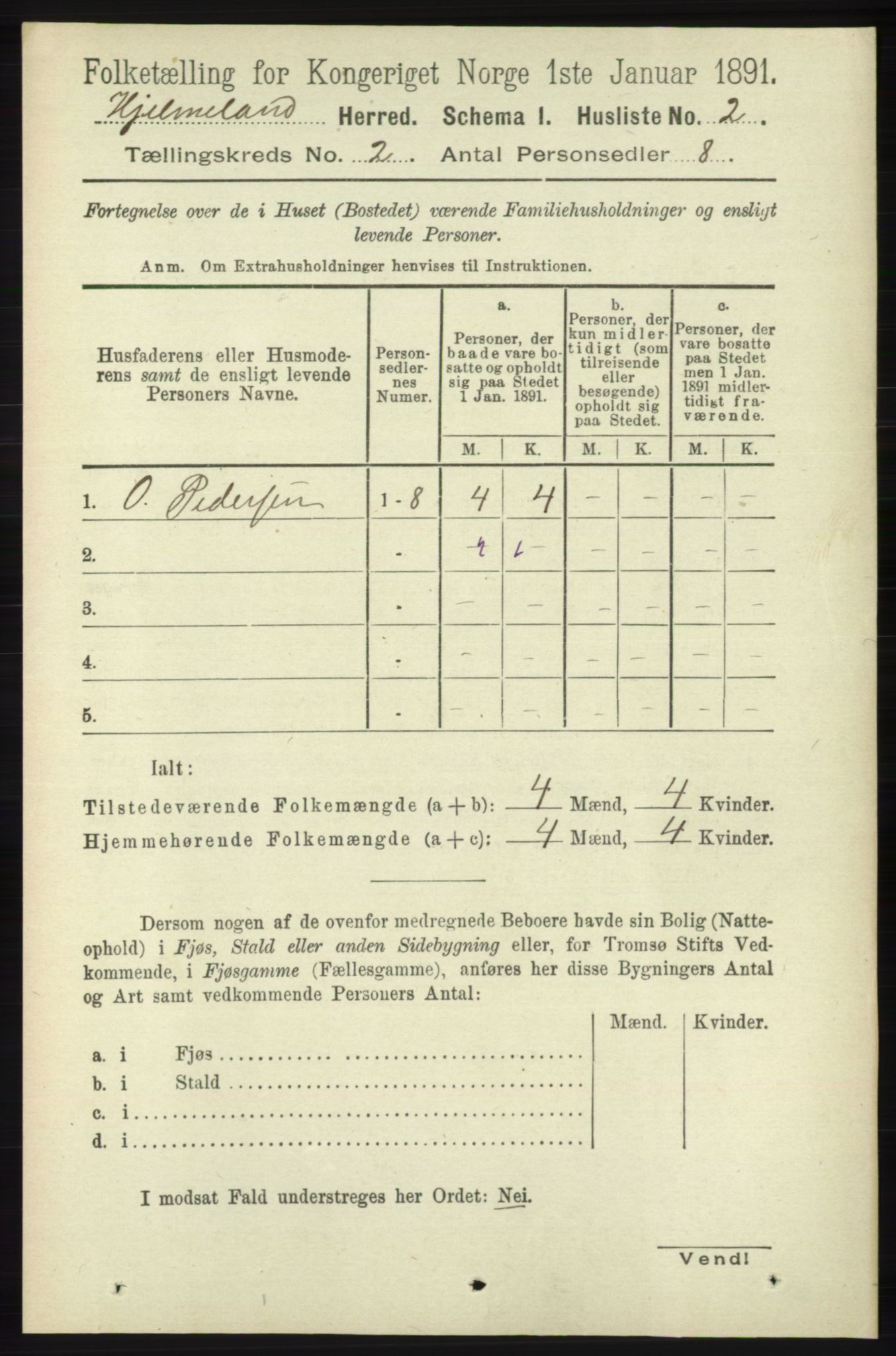 RA, 1891 census for 1133 Hjelmeland, 1891, p. 321