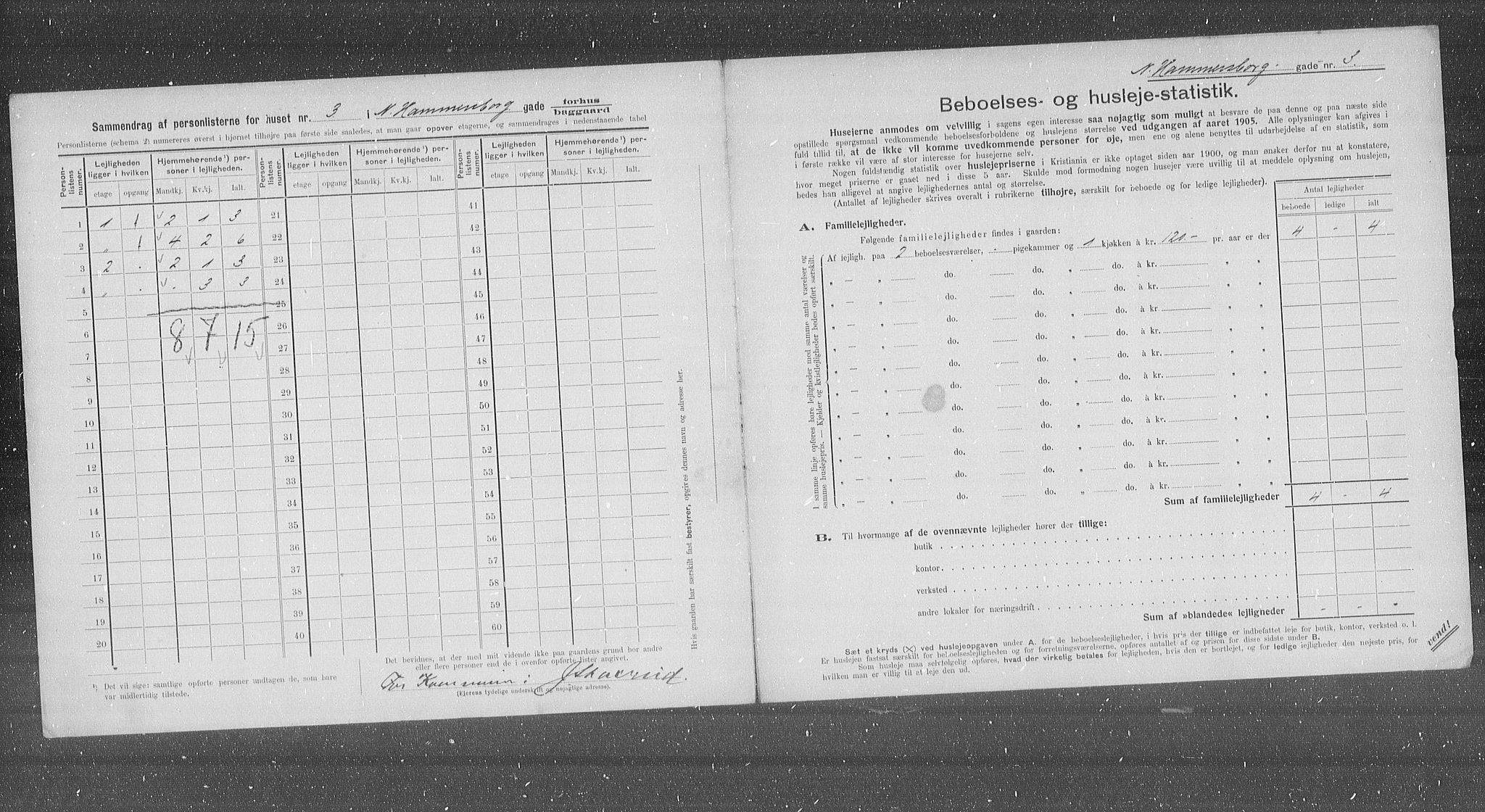 OBA, Municipal Census 1905 for Kristiania, 1905, p. 36354