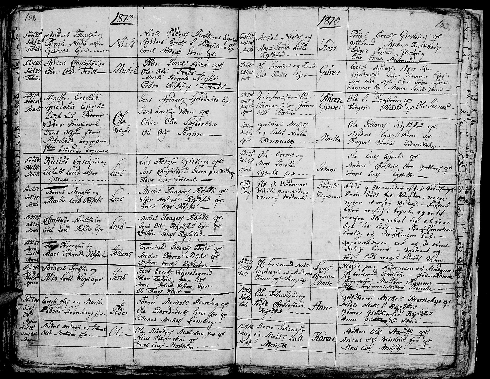 Vang prestekontor, Hedmark, AV/SAH-PREST-008/H/Ha/Hab/L0001: Parish register (copy) no. 1, 1792-1814, p. 102-103