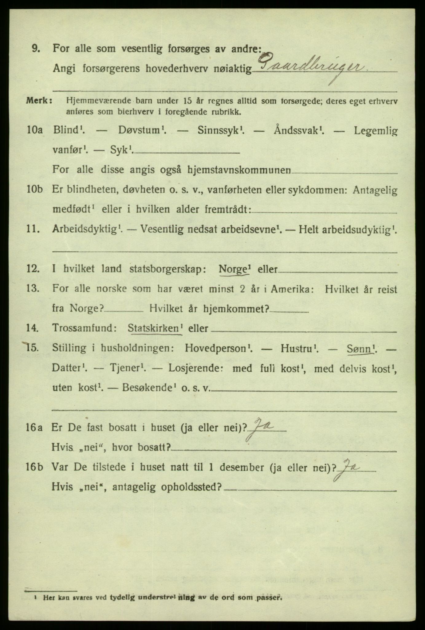 SAB, 1920 census for Austrheim, 1920, p. 3131