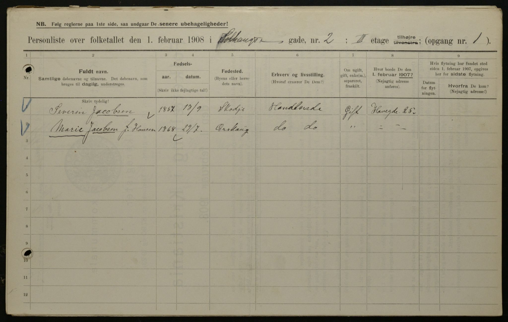 OBA, Municipal Census 1908 for Kristiania, 1908, p. 89564