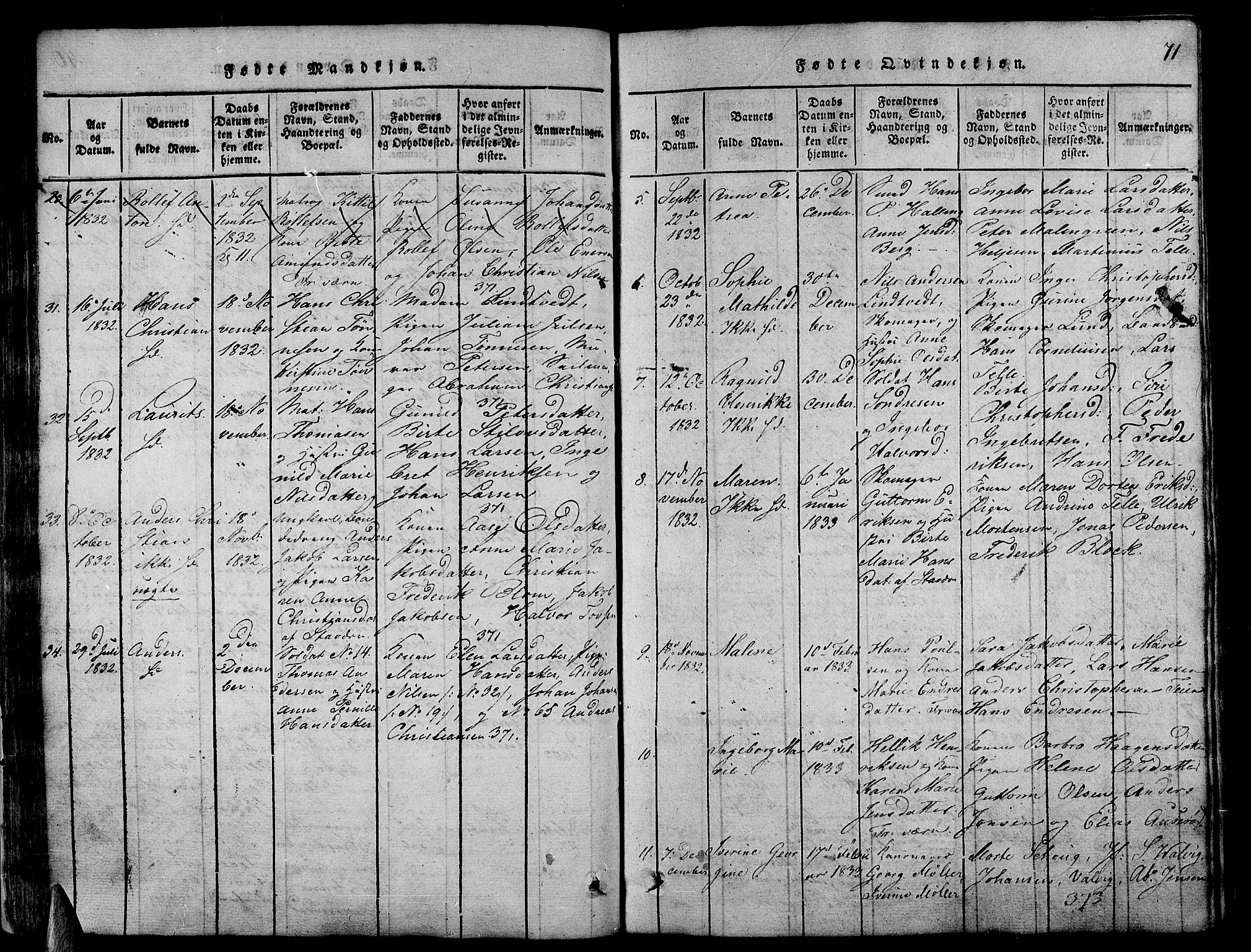 Stavern kirkebøker, SAKO/A-318/G/Ga/L0001: Parish register (copy) no. 1, 1817-1841, p. 71