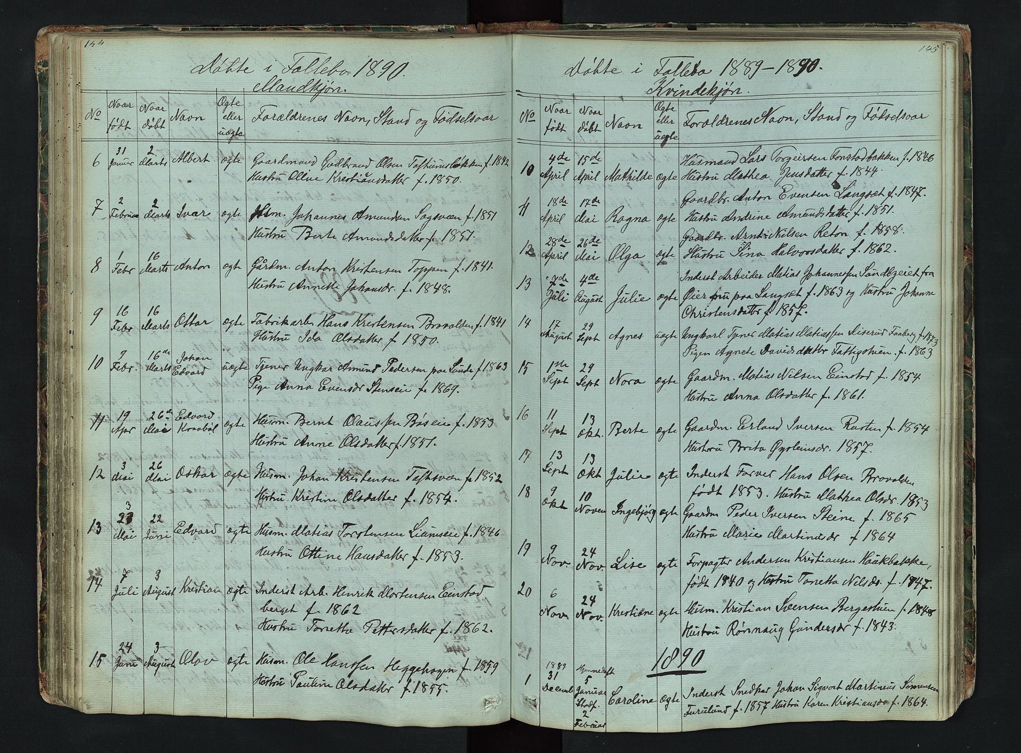 Gausdal prestekontor, SAH/PREST-090/H/Ha/Hab/L0006: Parish register (copy) no. 6, 1846-1893, p. 144-145