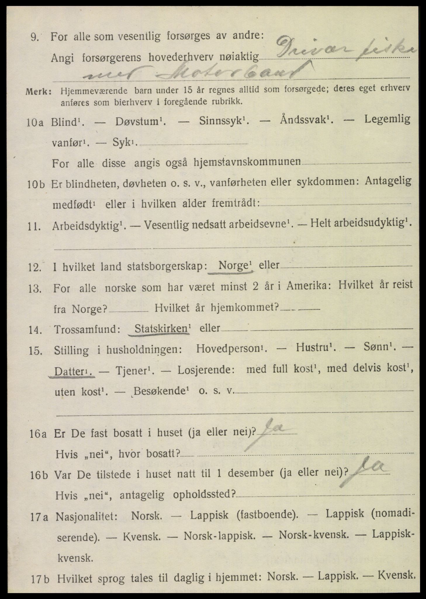 SAT, 1920 census for Leirfjord, 1920, p. 1406